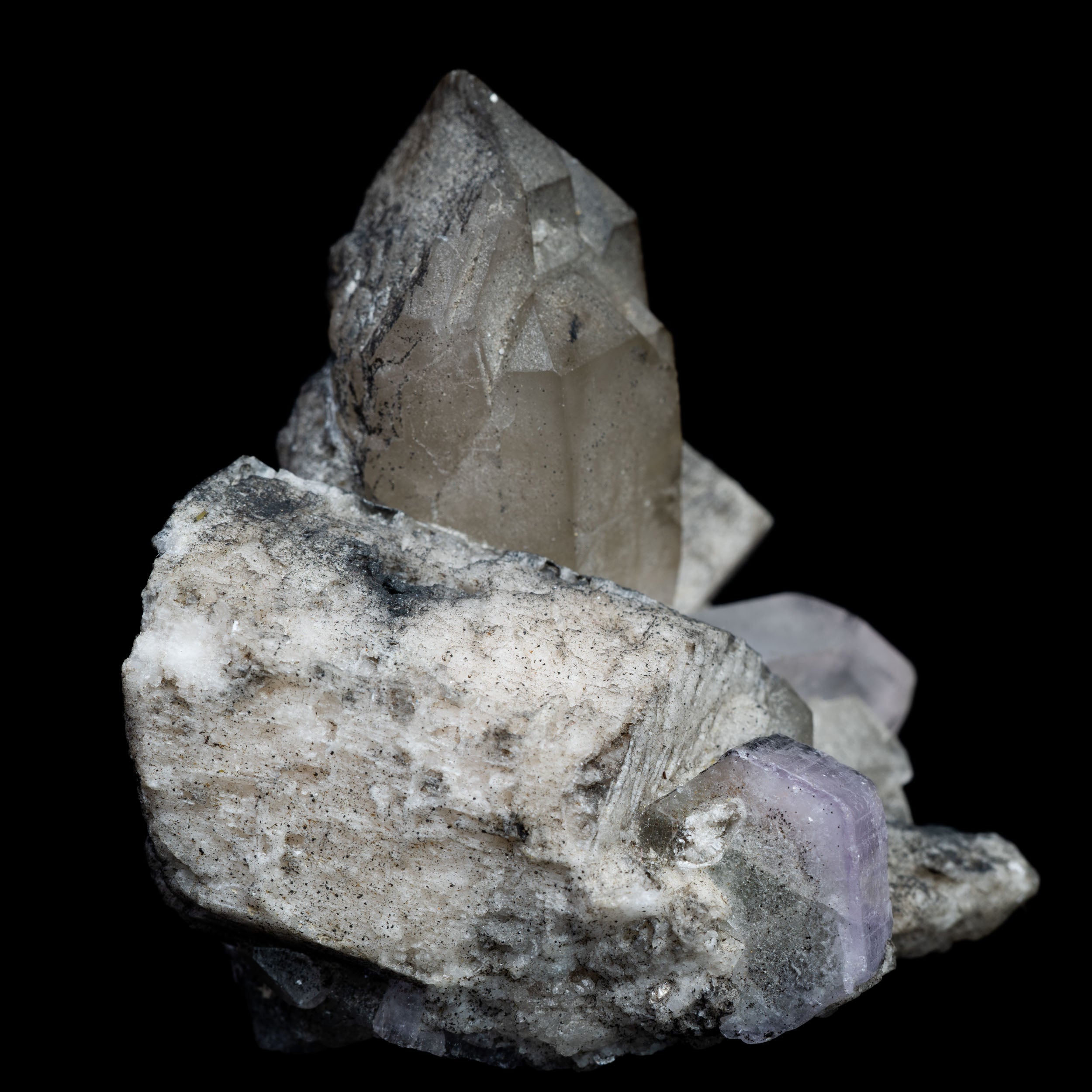 Violet Apatite, Topaz & Smoky Quartz Specimen 66.25g