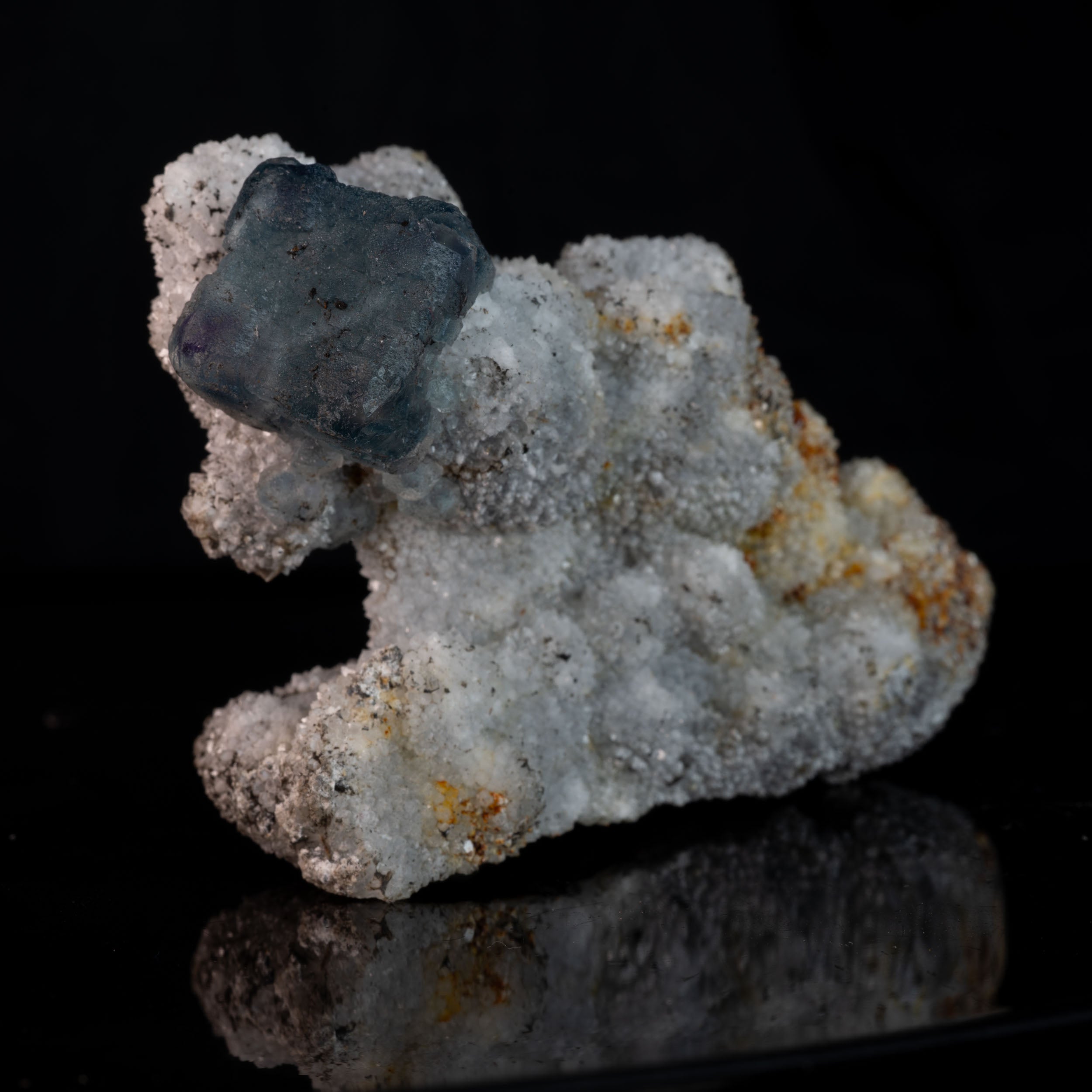 Aqua Blue Fluorite with Quartz Overgrowth 98.94G
