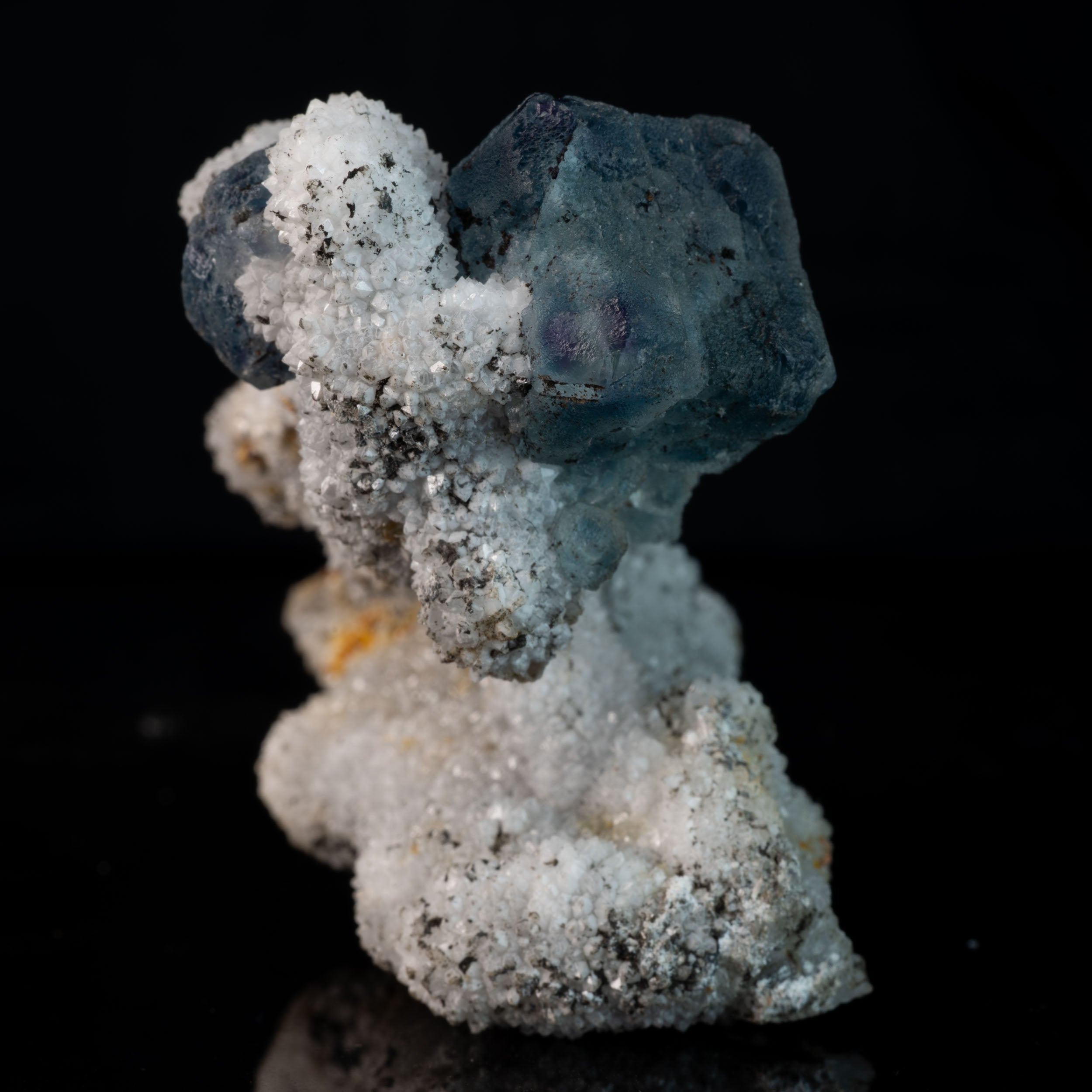 Aqua Blue Fluorite with Quartz Overgrowth 98.94G