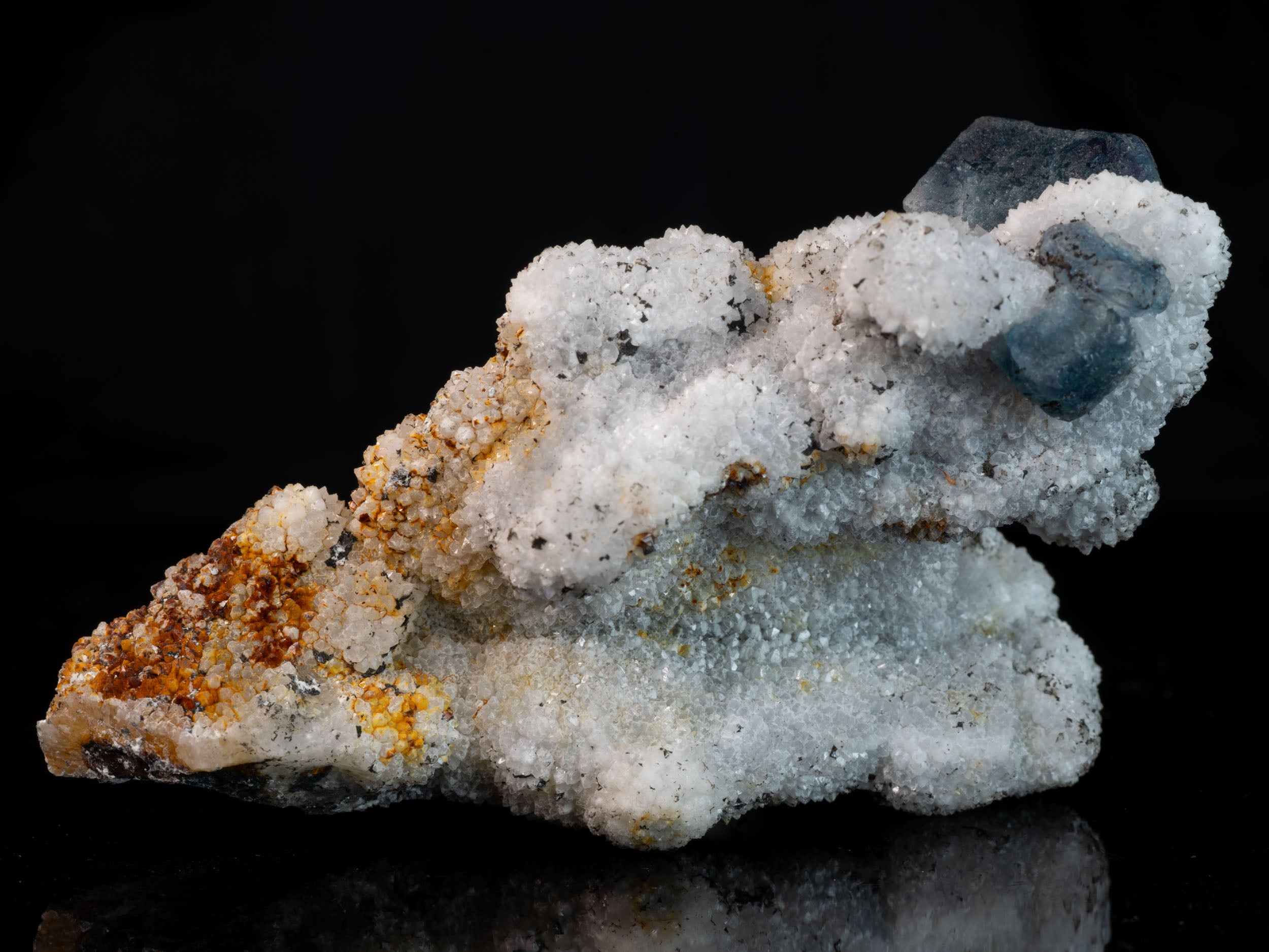 Aqua Blue Fluorite with Quartz Overgrowth 98.94G