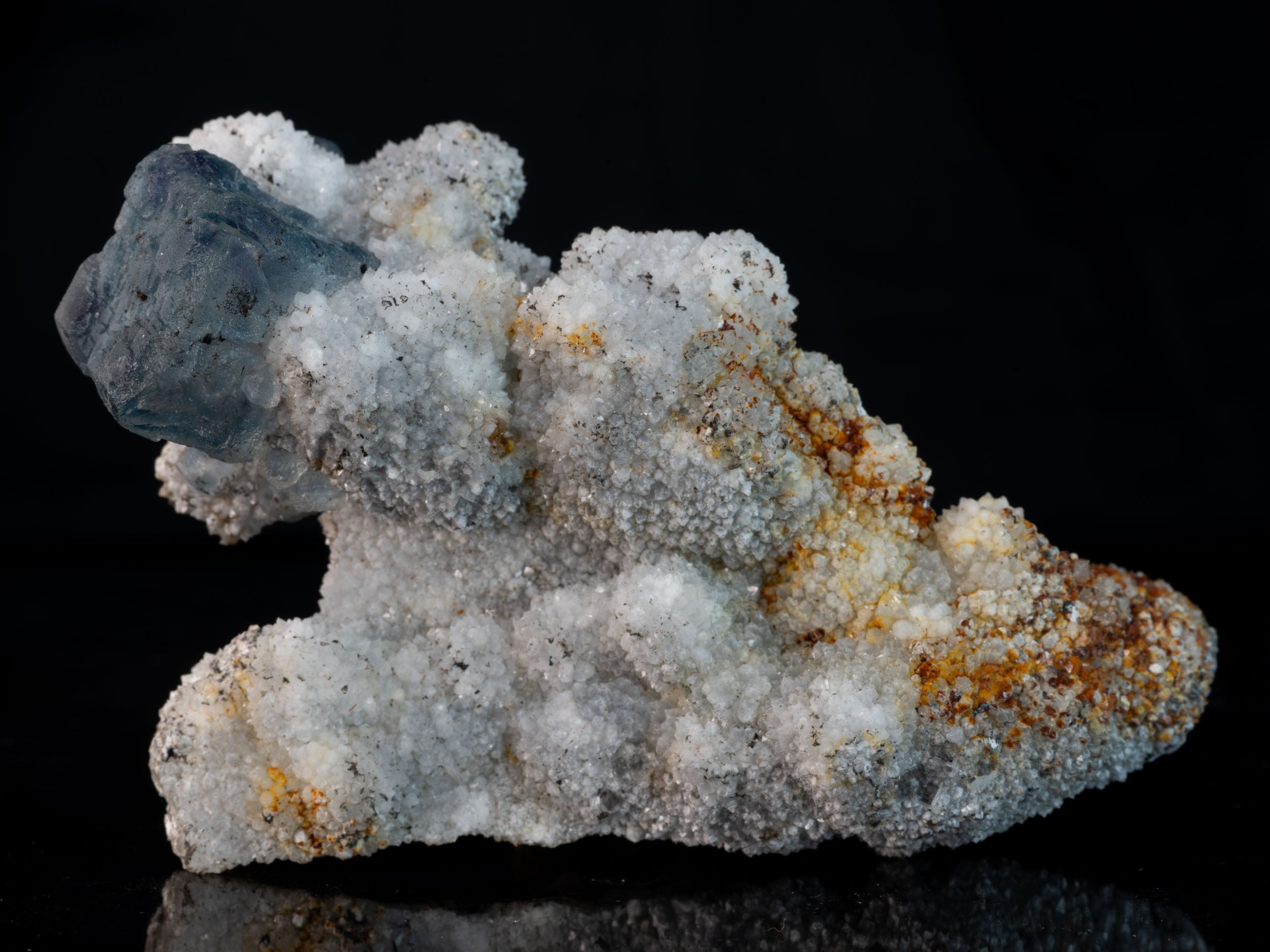 Aqua Blue Fluorite with Quartz Overgrowth 98.94G