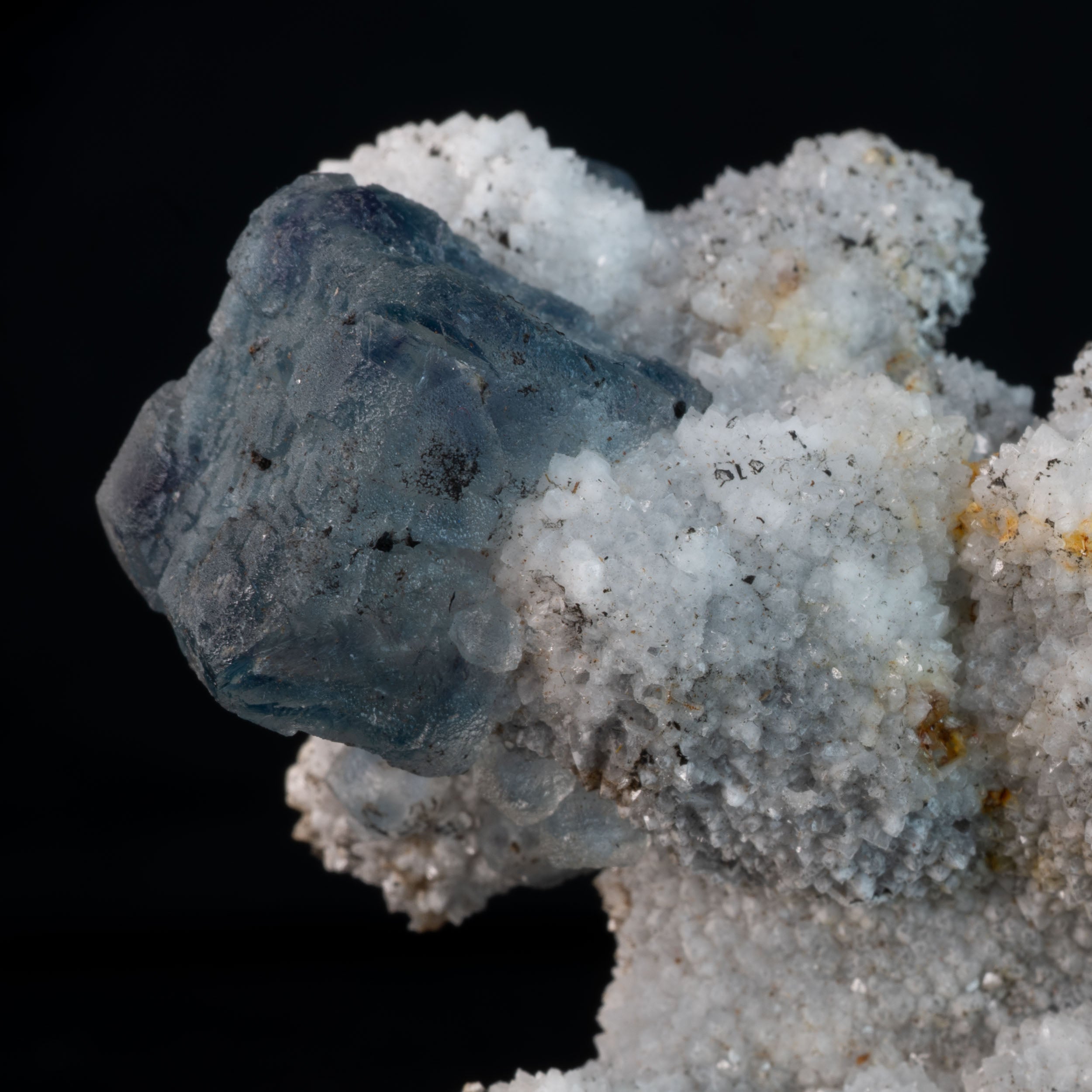 Aqua Blue Fluorite with Quartz Overgrowth 98.94G