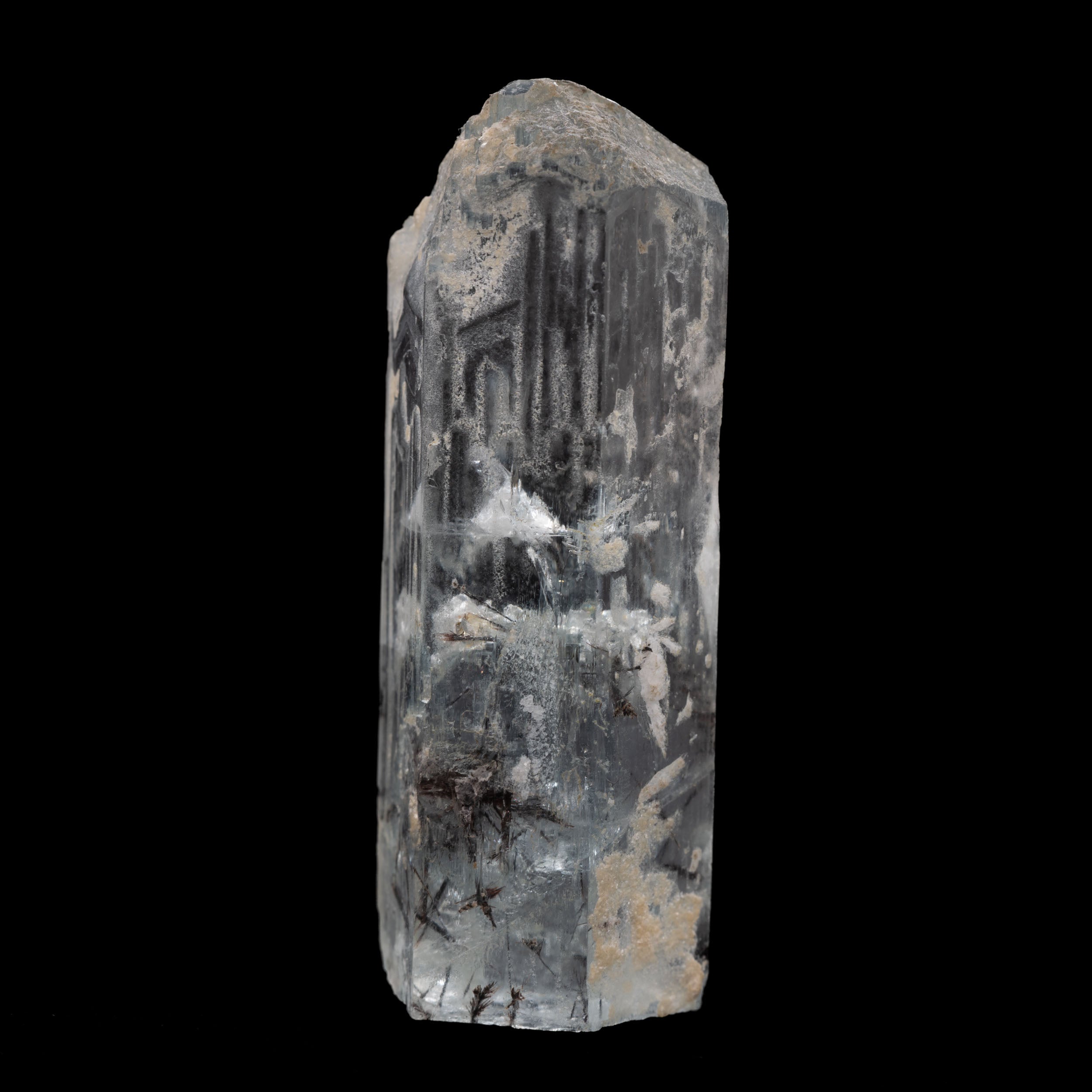 Aquamarine Crystal with Schorl Tourmaline Inclusions 96.4CT