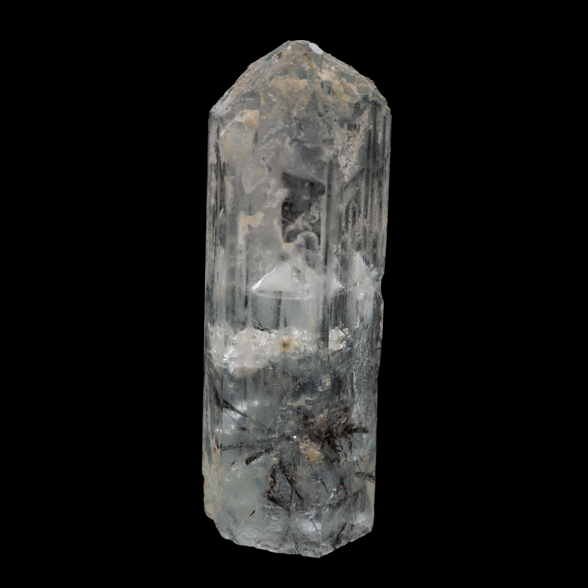 Aquamarine Crystal with Schorl Tourmaline Inclusions 96.4CT