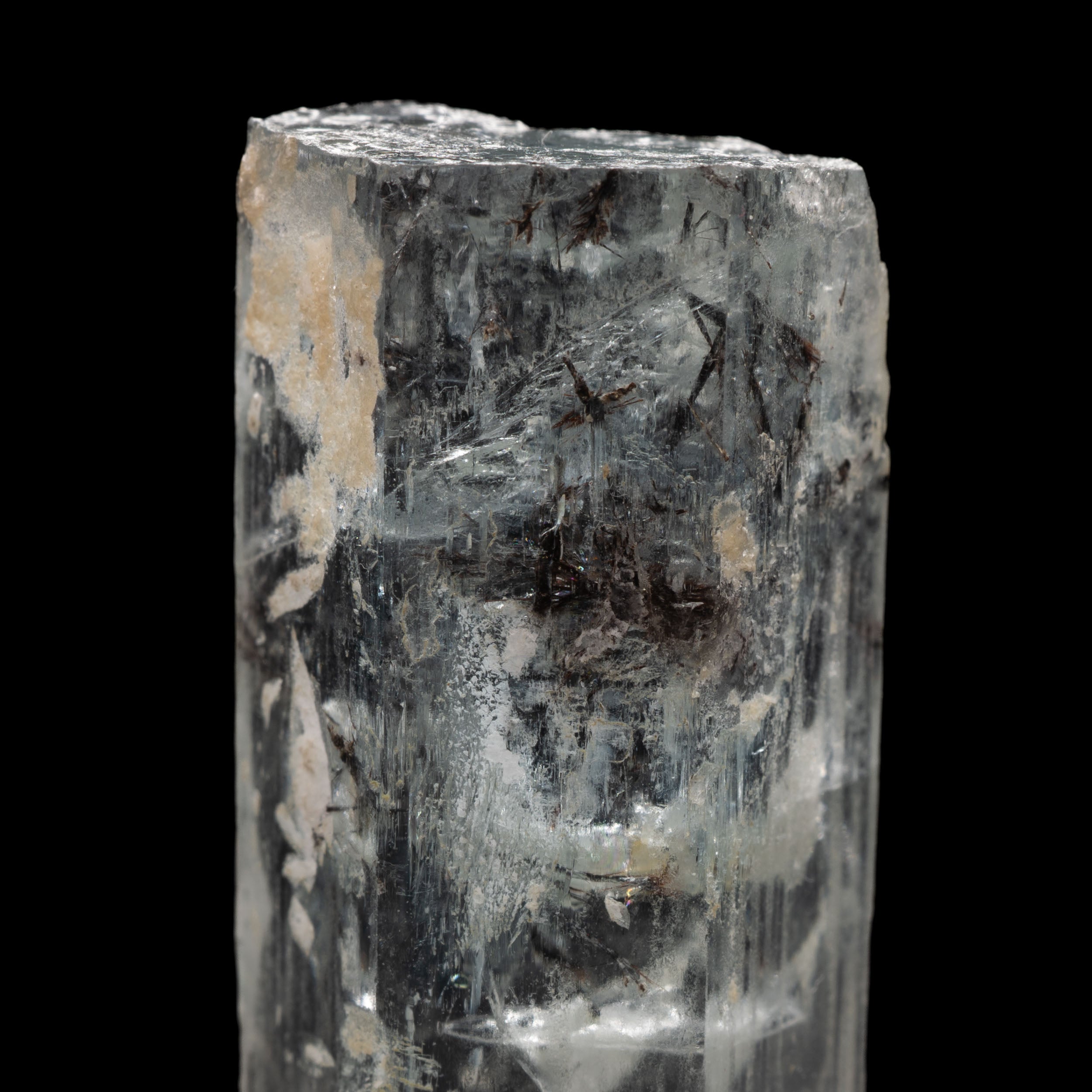 Aquamarine Crystal with Schorl Tourmaline Inclusions 96.4CT