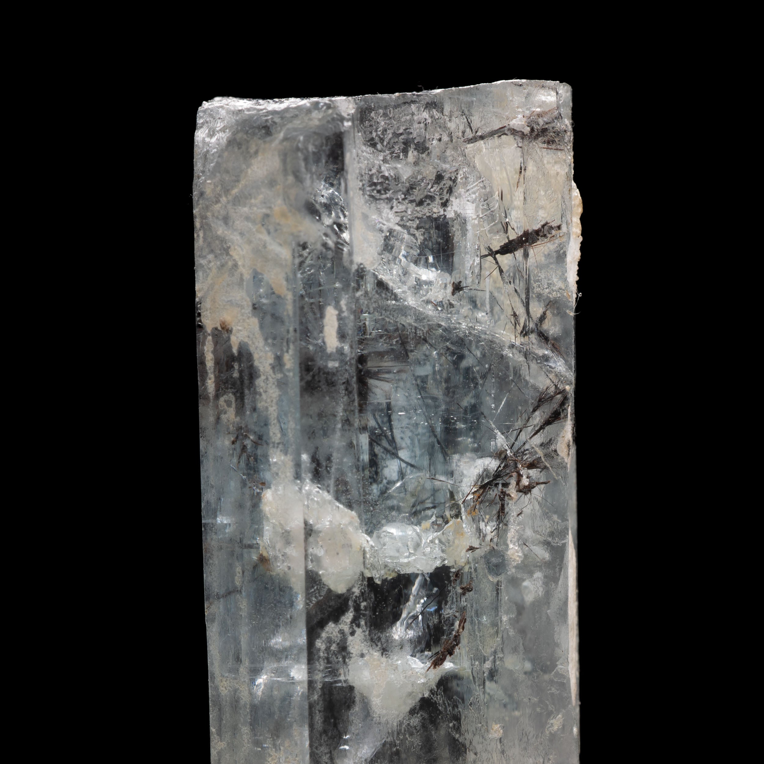 Aquamarine Crystal with Schorl Tourmaline Inclusions 96.4CT