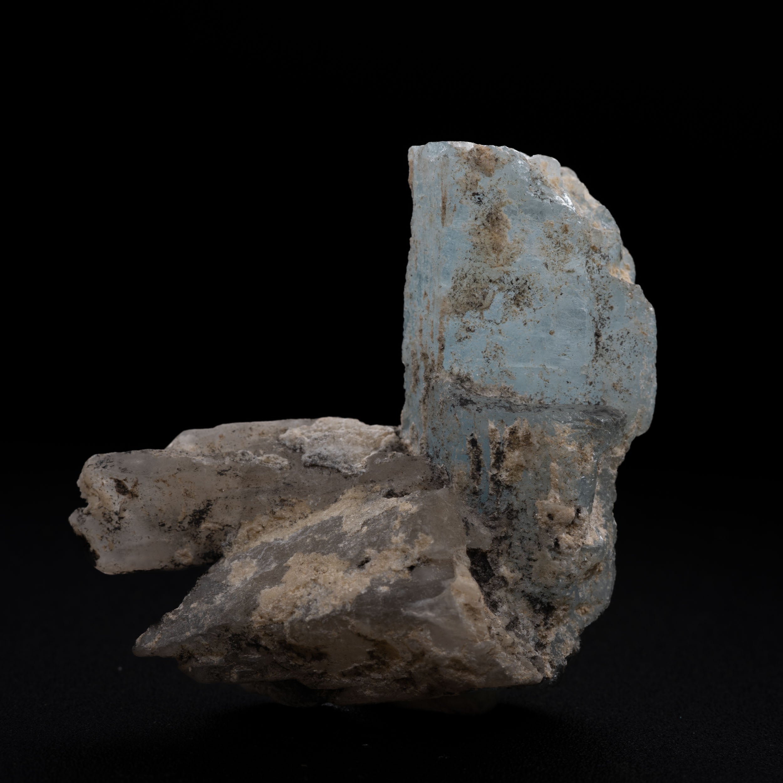 Aquamarine with Quartz/Fluorite Cluster - 34g, Pakistan