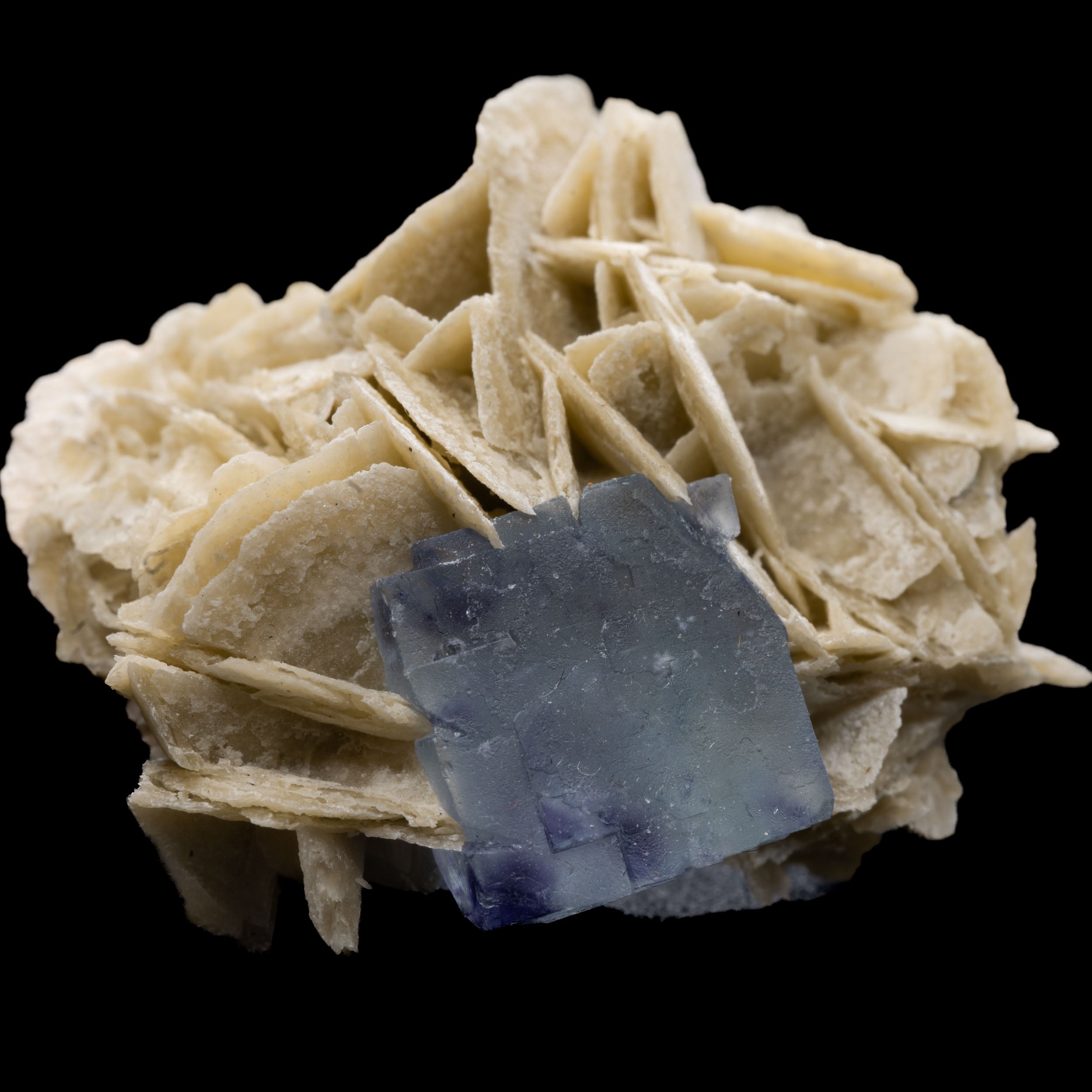 Blue-Lavender Fluorite on Barite “Desert Rose” with 7g