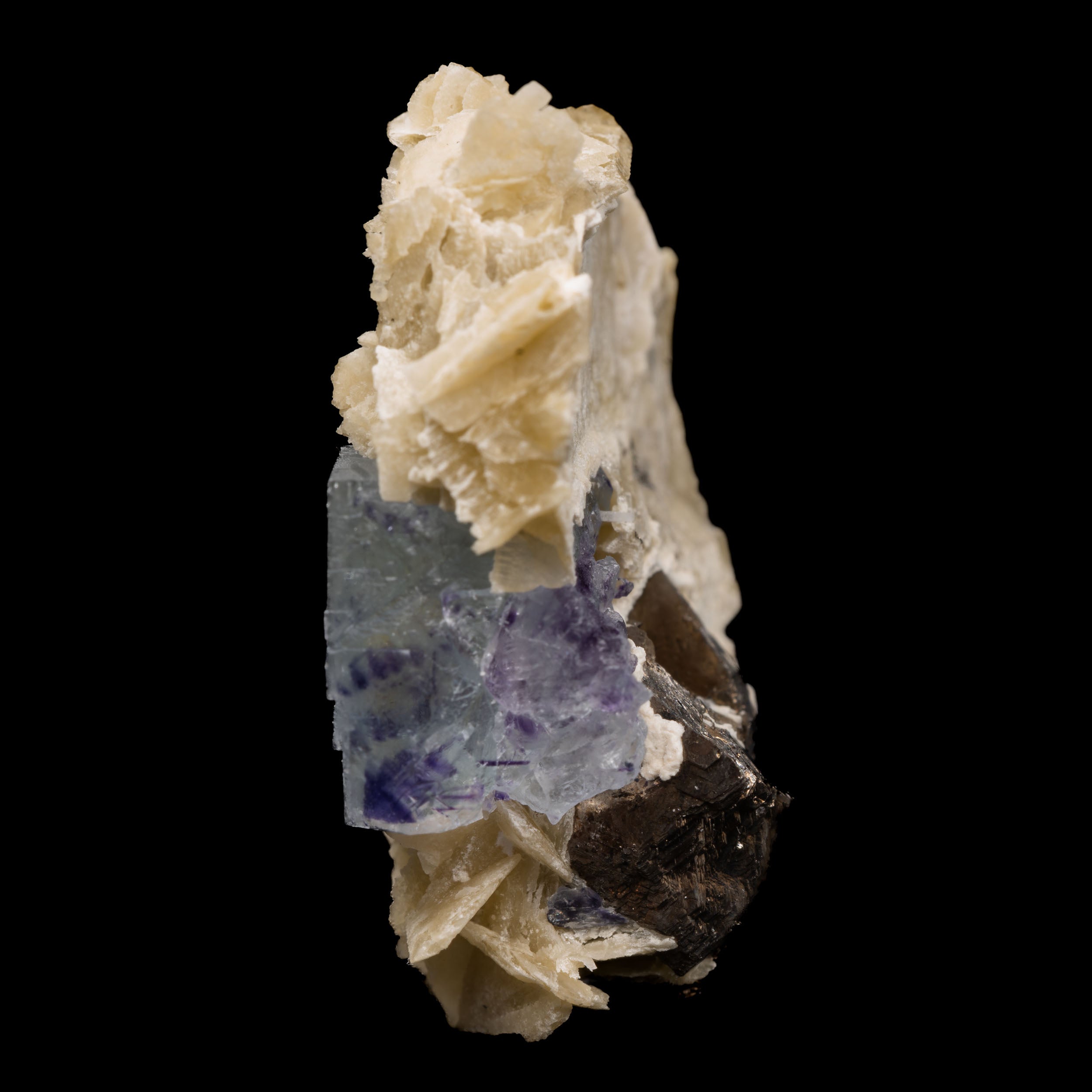 Blue-Lavender Fluorite on Barite “Desert Rose” with 7g