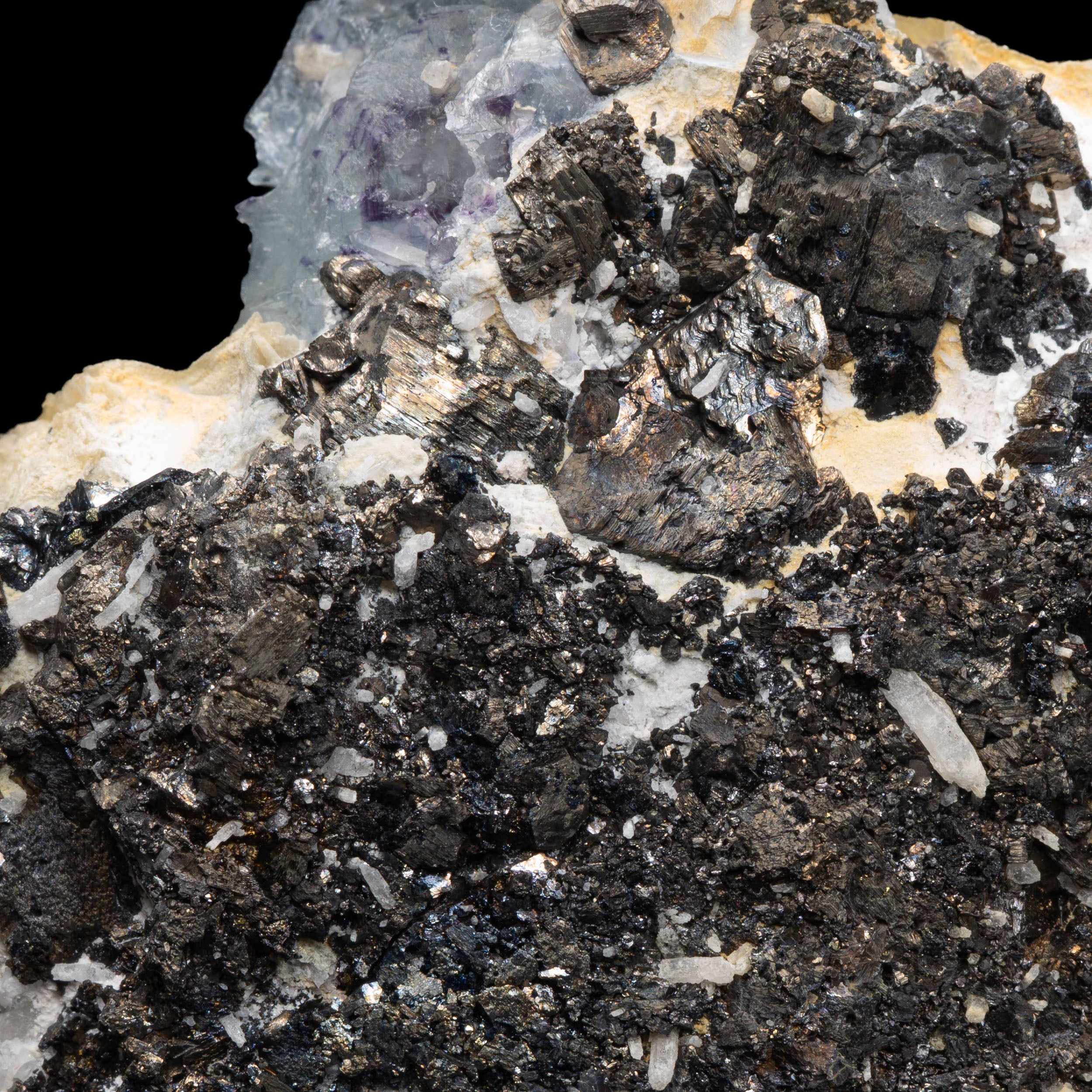 Blue-Lavender Fluorite on Barite “Desert Rose” with Galena Skirt 64g