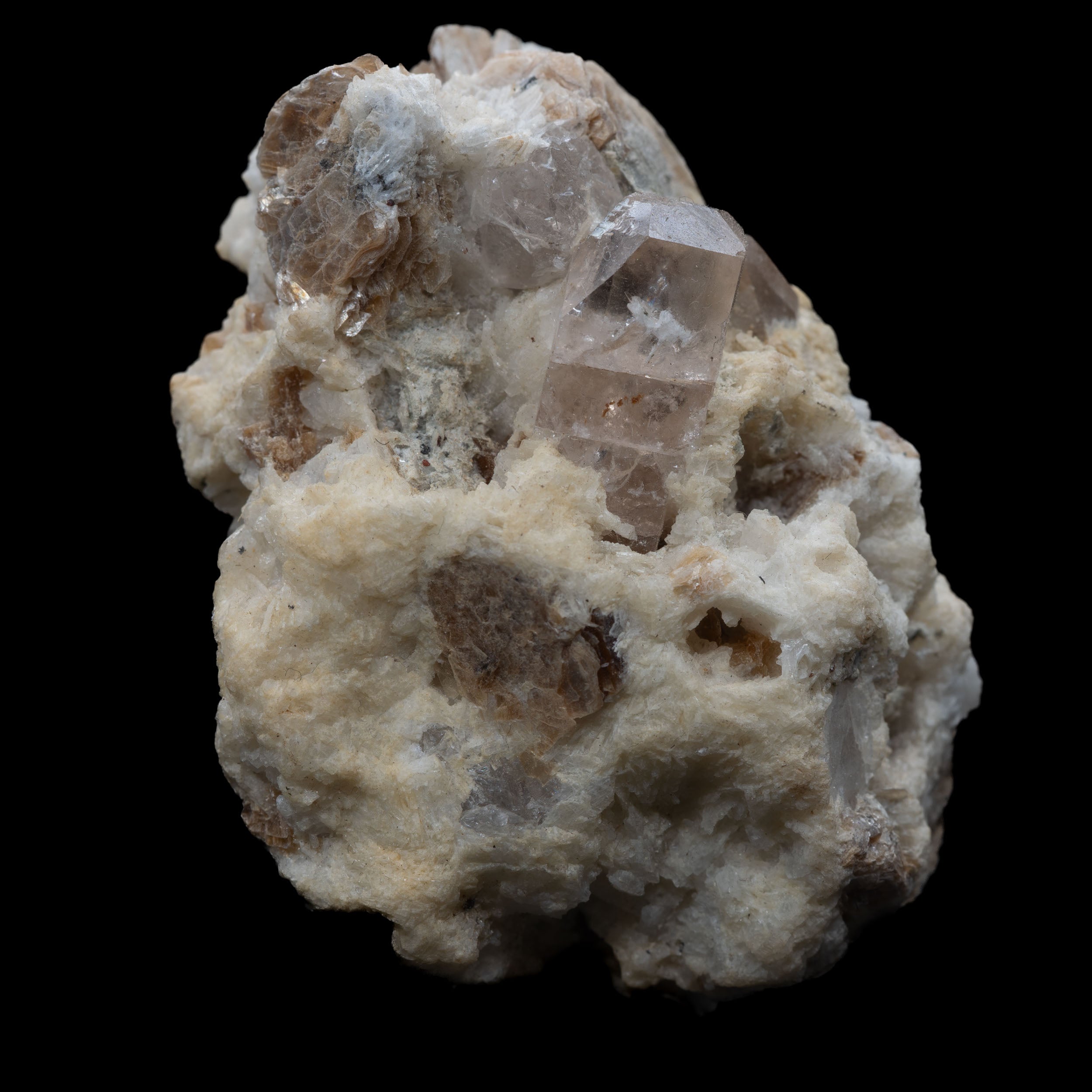 Champagne Topaz Crystals on Cleavelandite & Muscovite Matrix