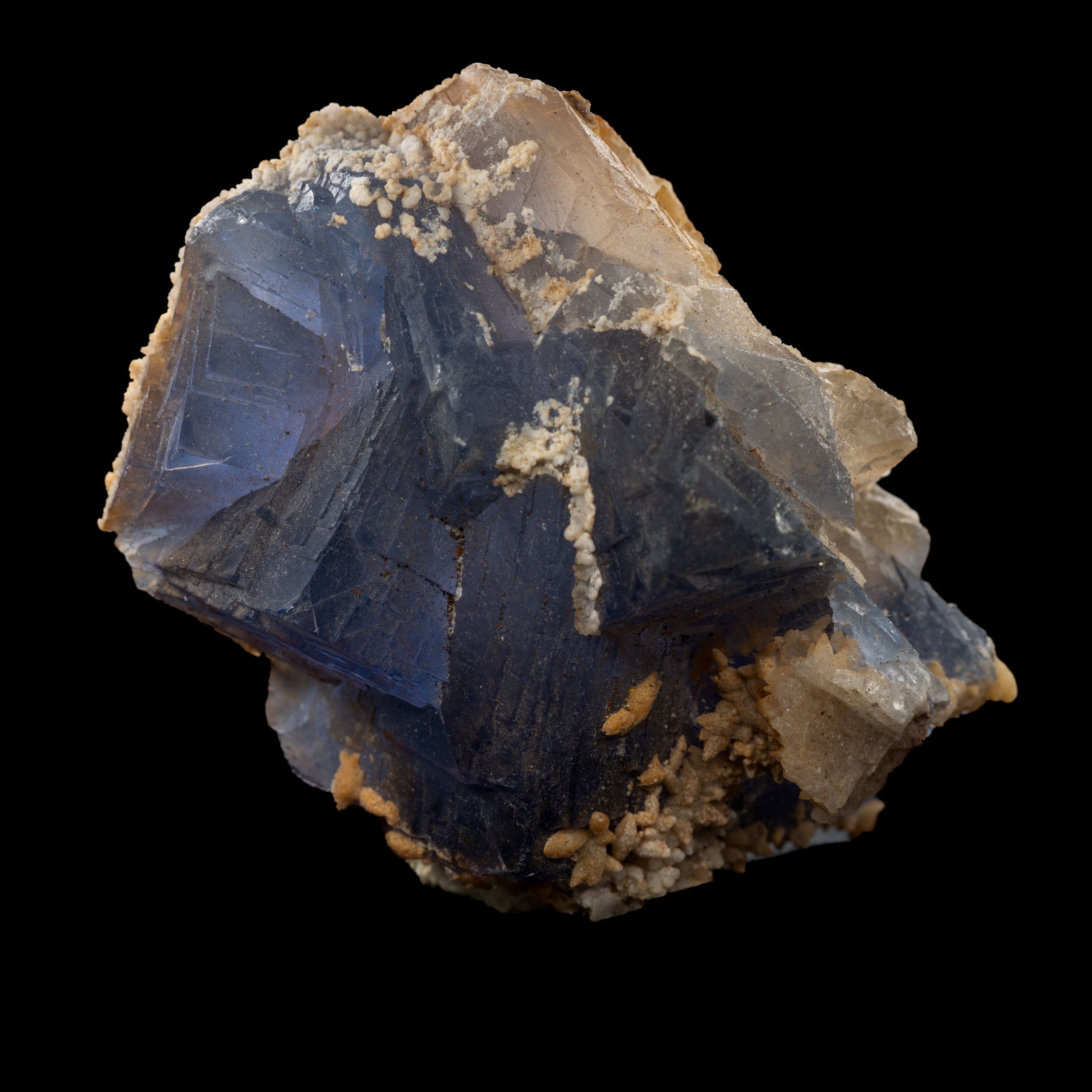 Indigo Fluorite + Dogtooth Calcite & Drusy Quartz Cluster