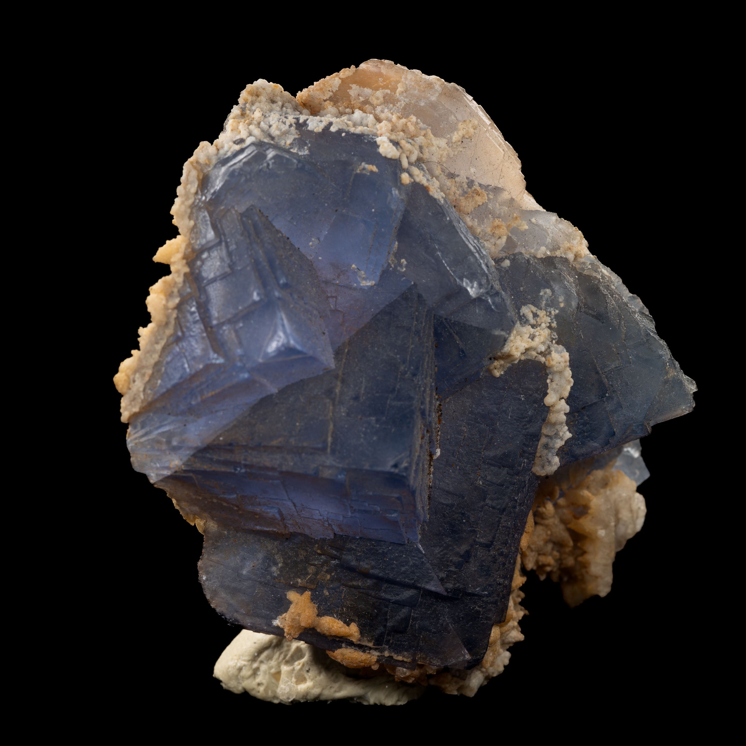 Indigo Fluorite + Dogtooth Calcite & Drusy Quartz Cluster