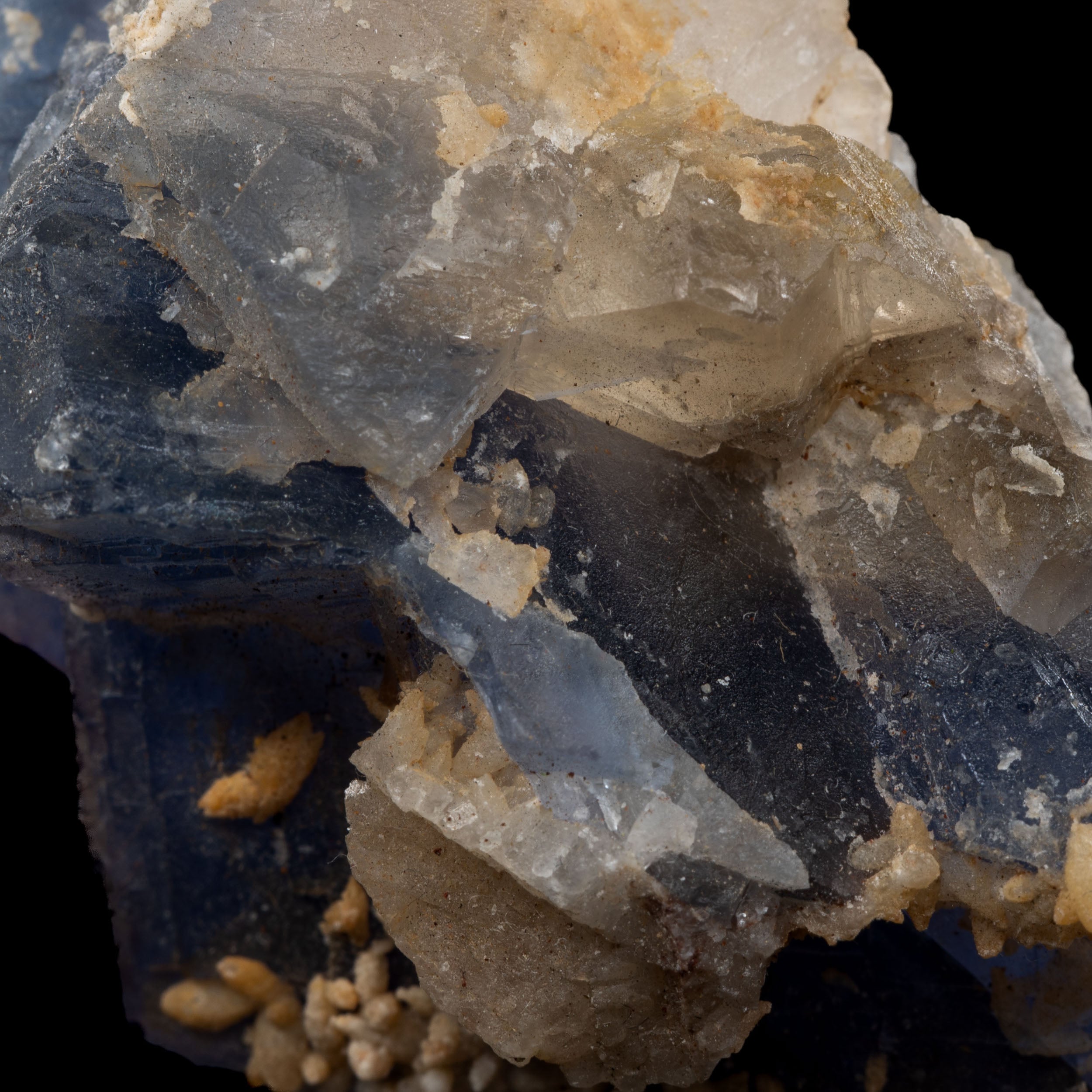 Indigo Fluorite + Dogtooth Calcite & Drusy Quartz Cluster