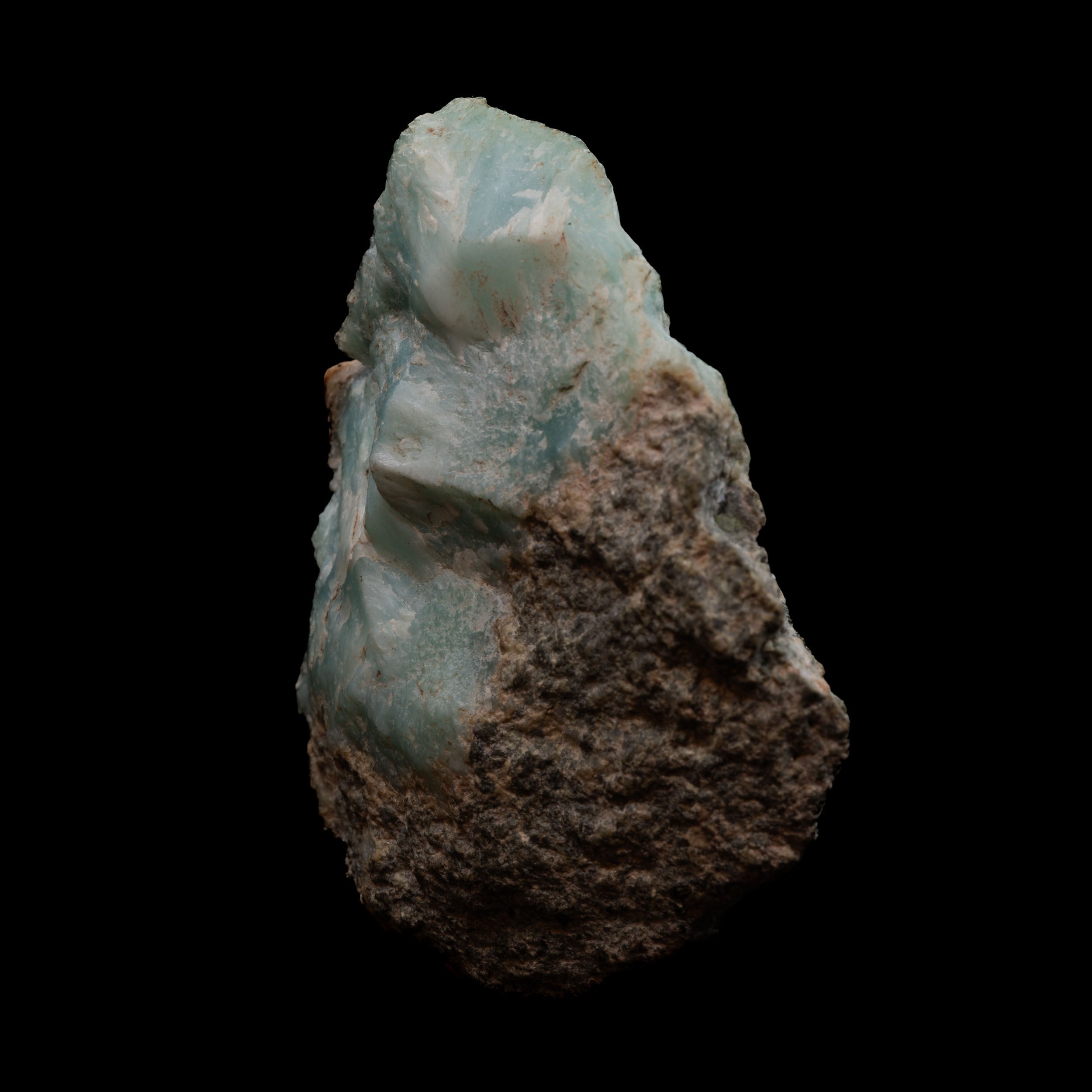 Raw Larimar Specimen 83.69g with Earthy Matrix Inclusions