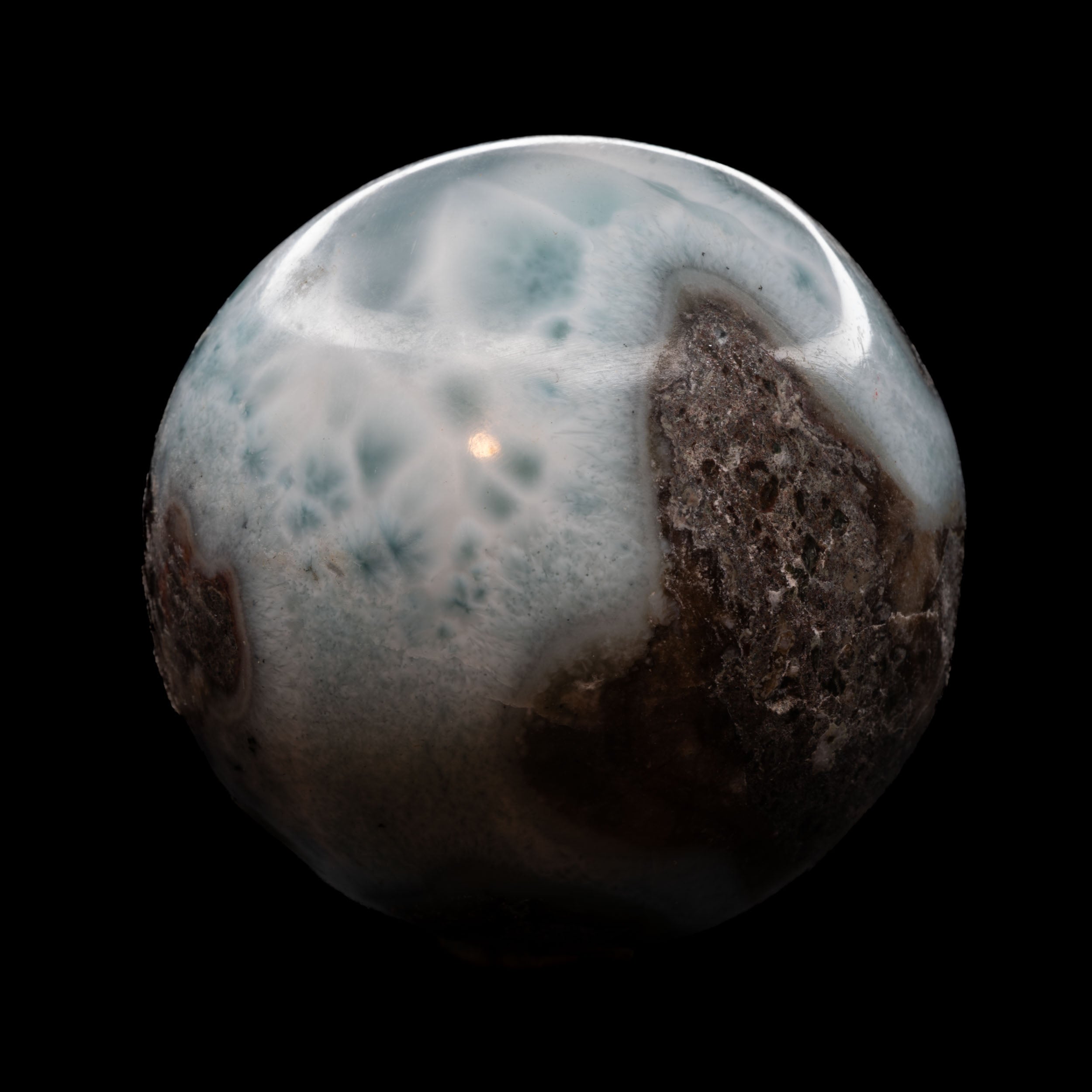 Polished Larimar Sphere - 131.87g, 44.1mm