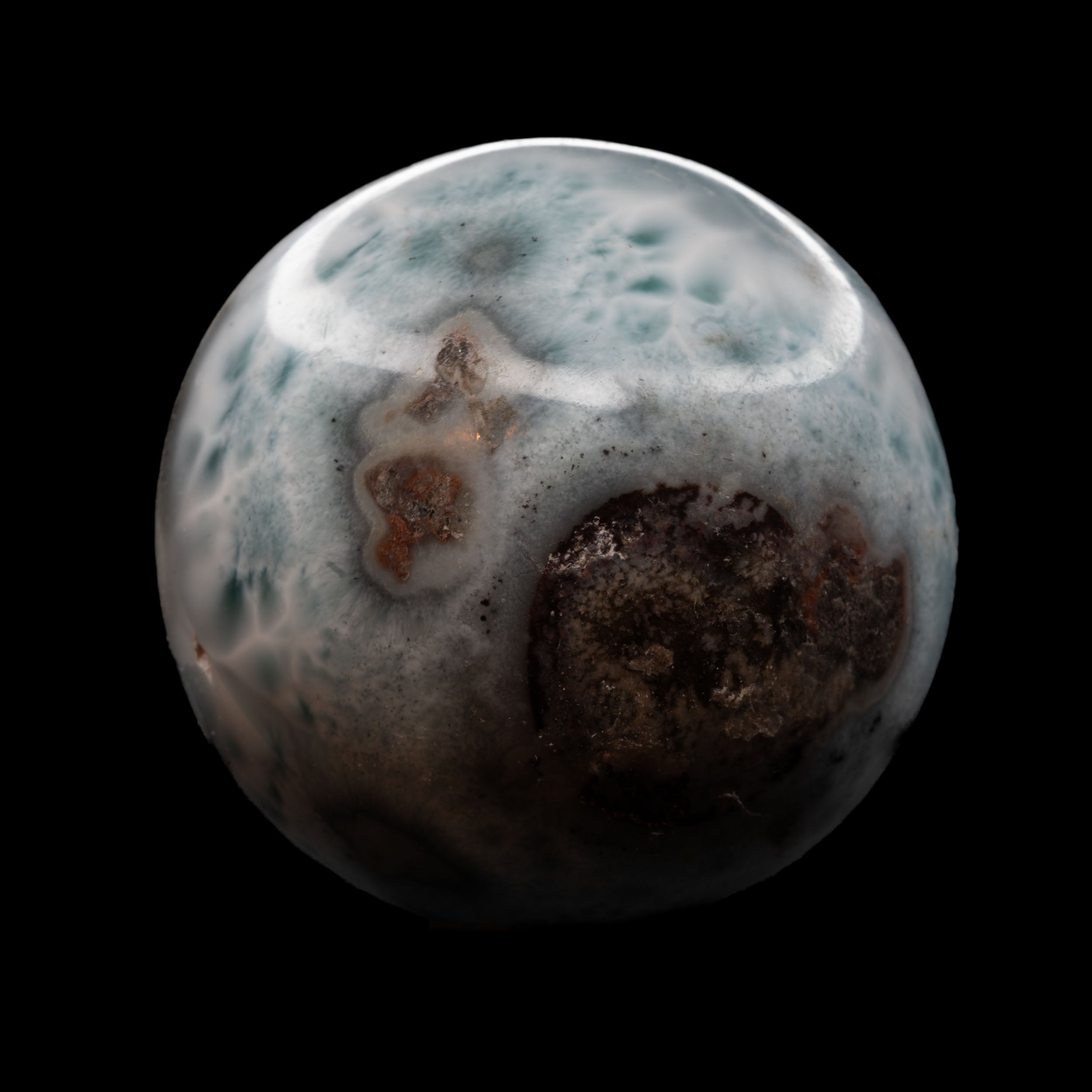 Polished Larimar Sphere - 131.87g, 44.1mm