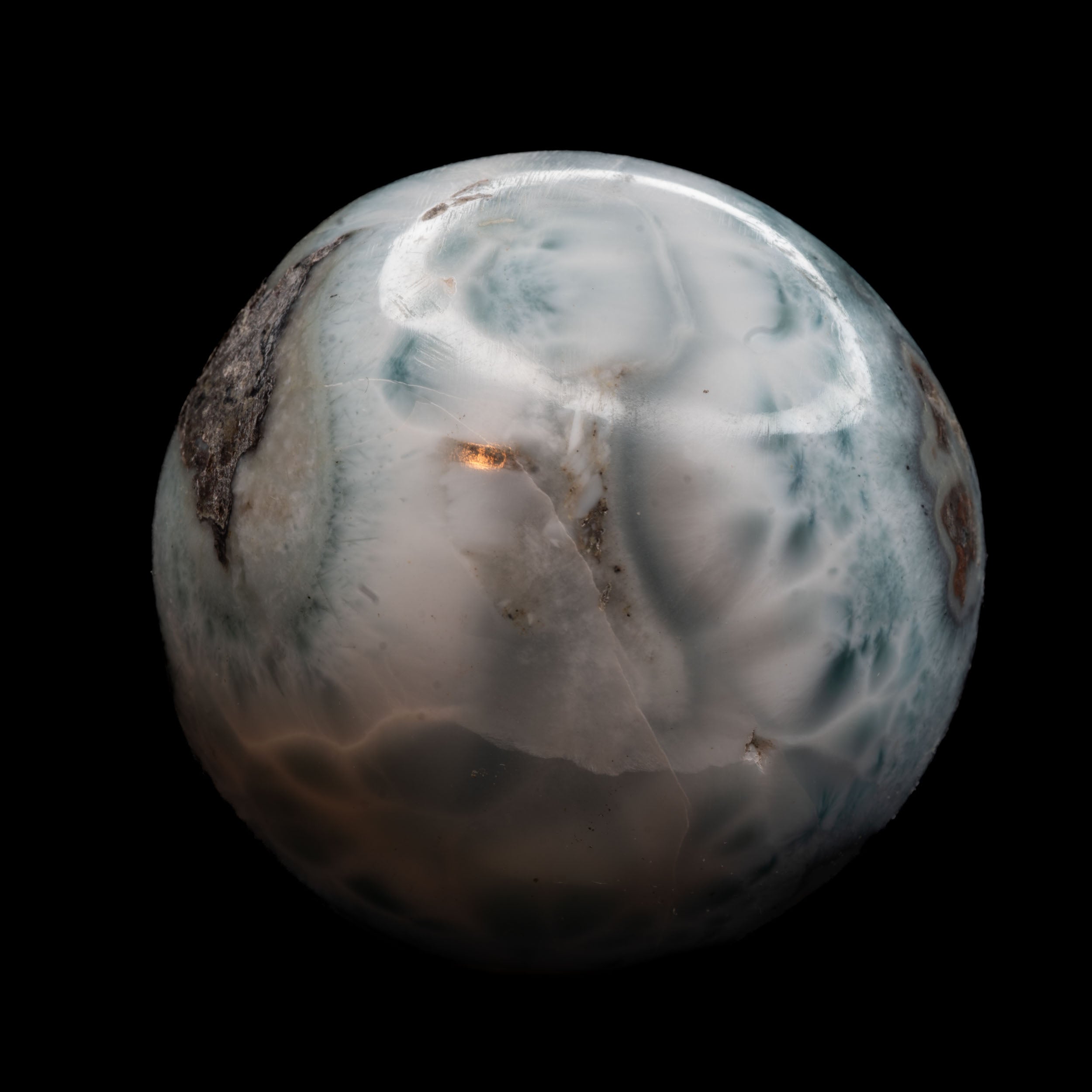 Polished Larimar Sphere - 131.87g, 44.1mm