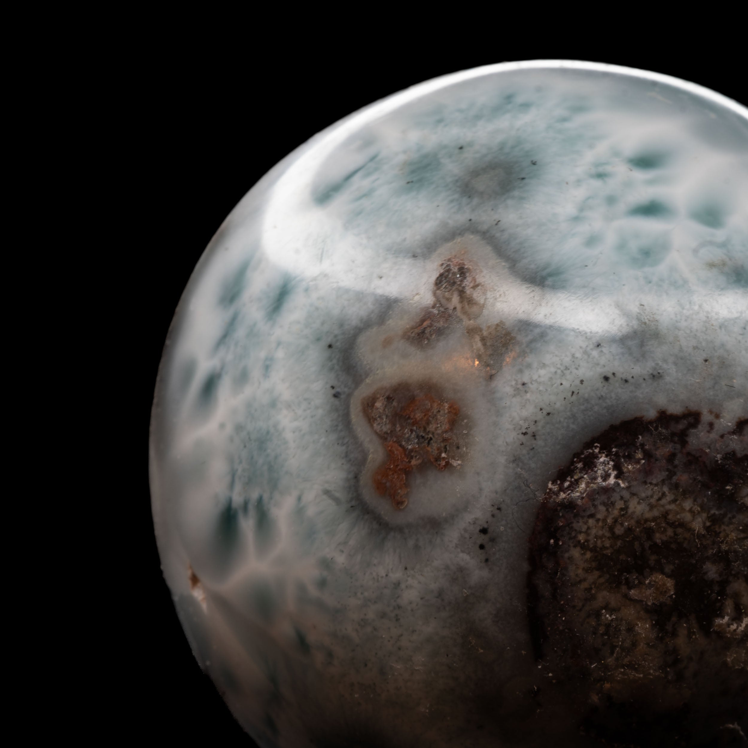 Polished Larimar Sphere - 131.87g, 44.1mm