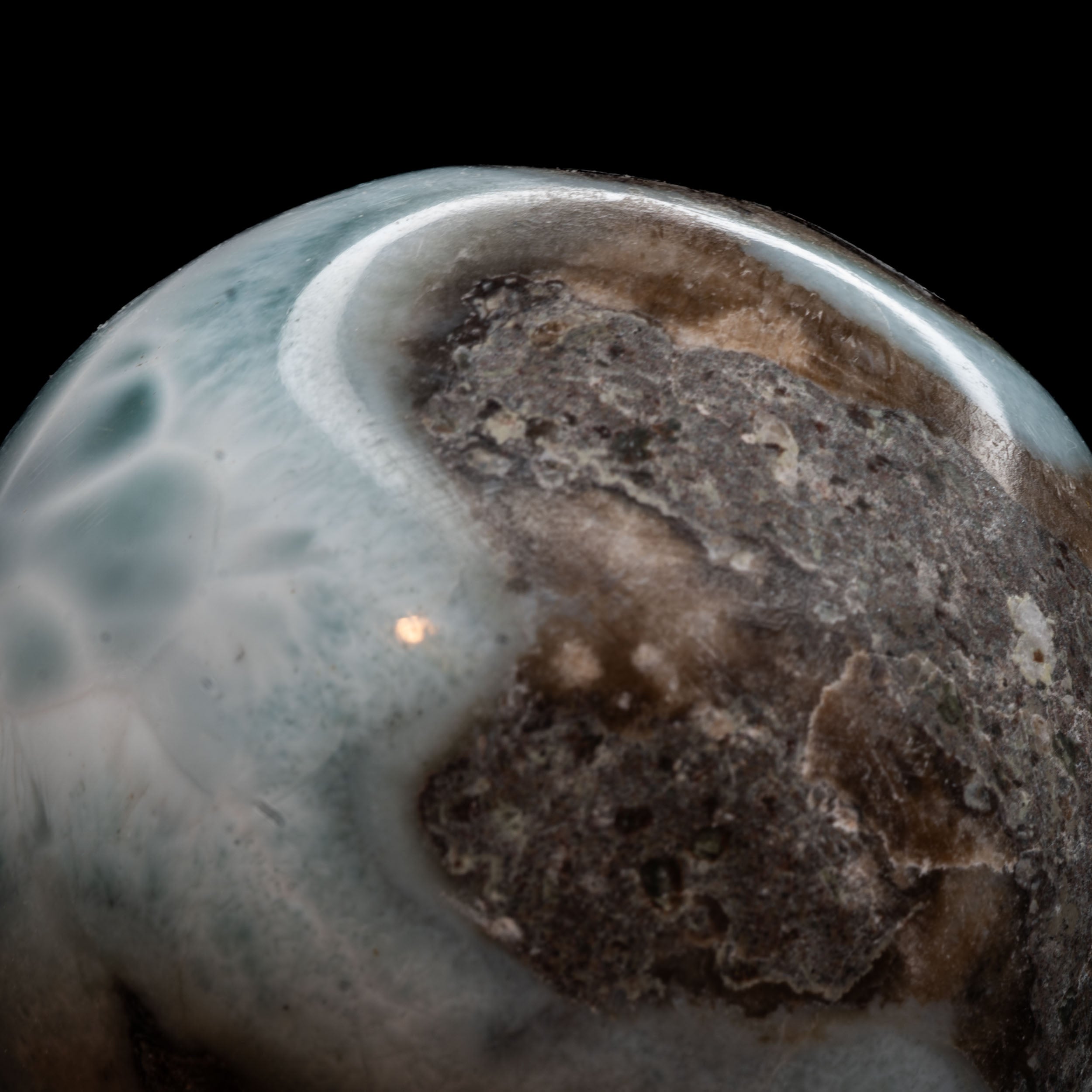 Polished Larimar Sphere - 131.87g, 44.1mm