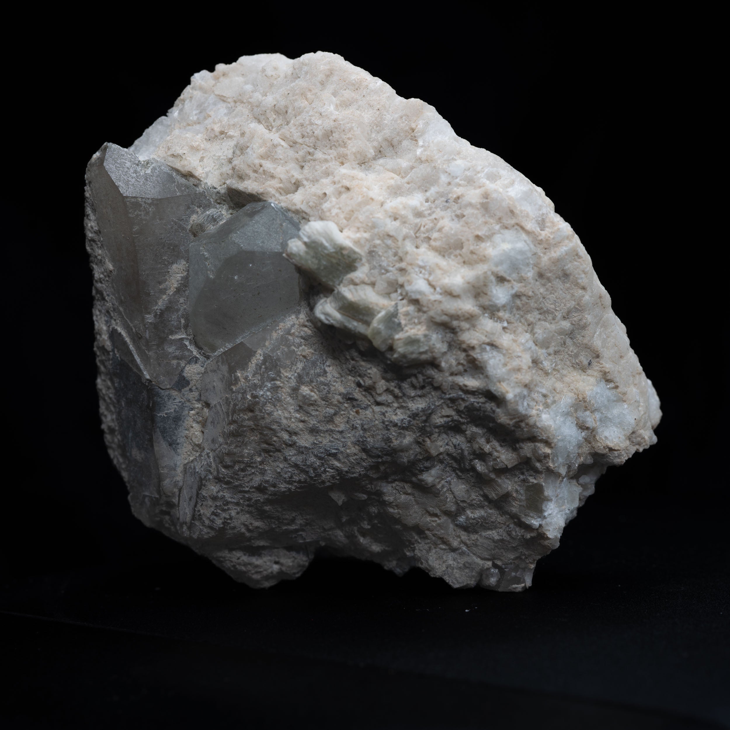 Pale-Blue Topaz & Smoky Quartz on Albite – Large Shigar Valley Cluster