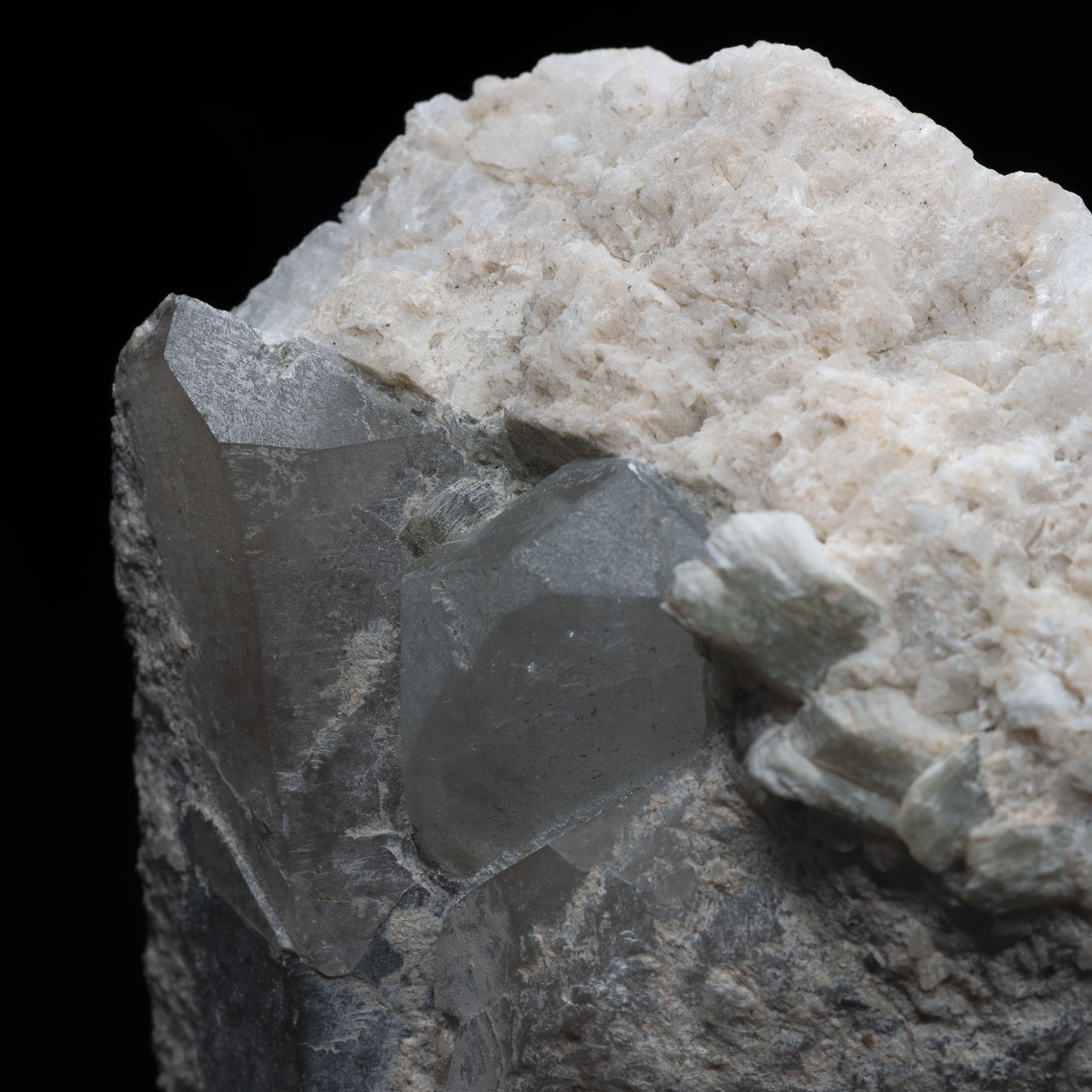 Pale-Blue Topaz & Smoky Quartz on Albite – Large Shigar Valley Cluster