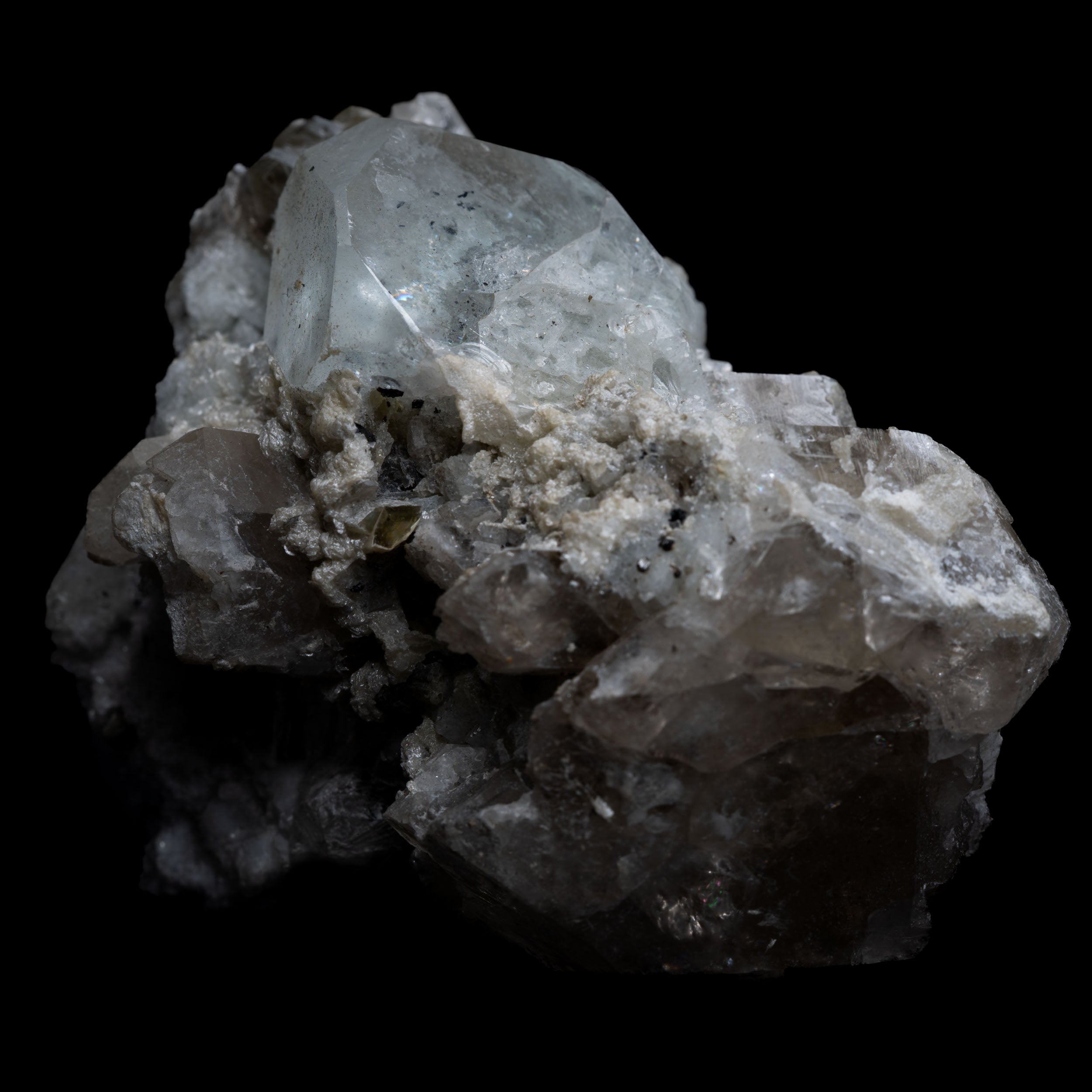 Pale-Blue Topaz with Smoky Quartz & Albite Matrix – 232 g, Shigar Valley