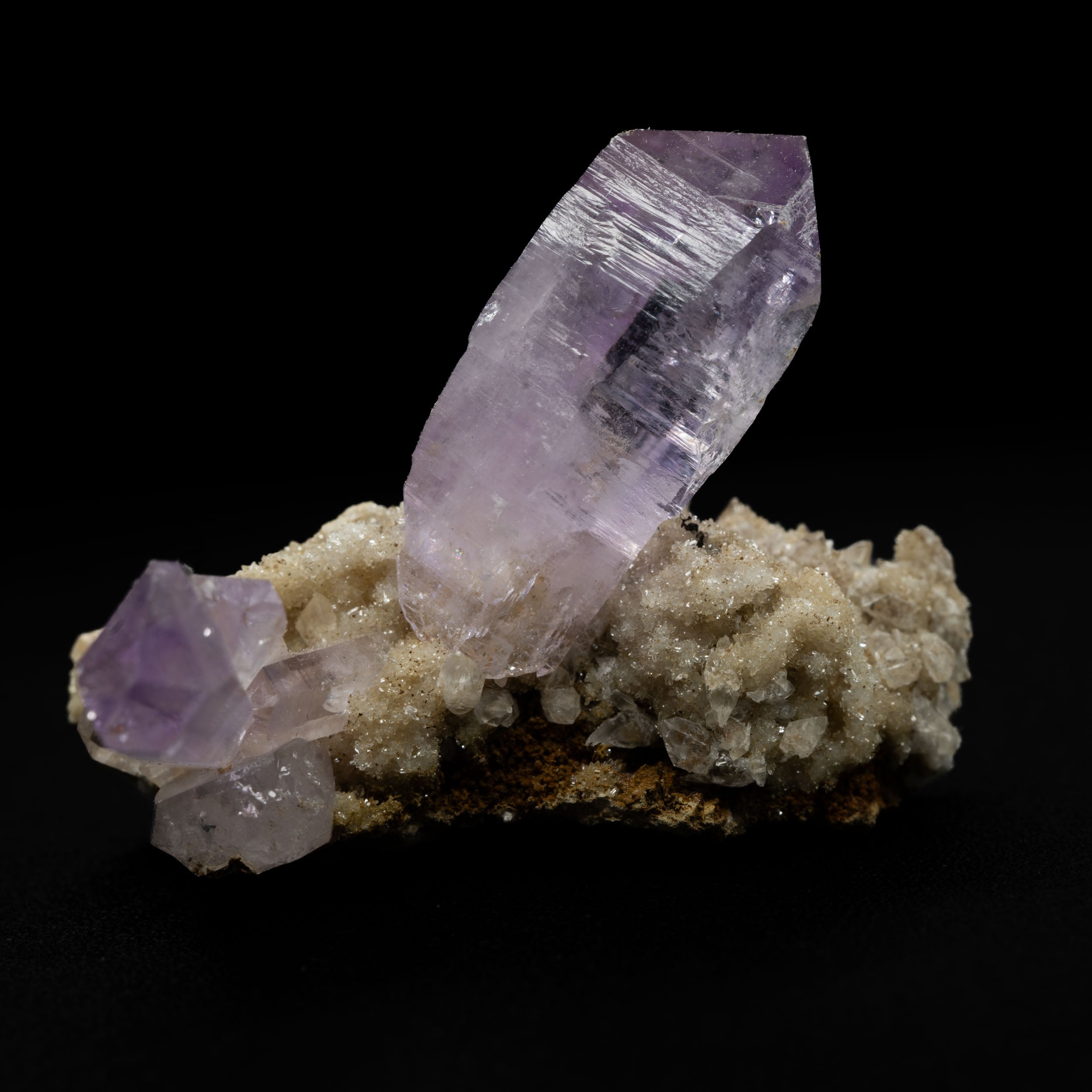 Pastel-Lilac Vera Cruz Amethyst Twins on Druzy Calcite, 18 g