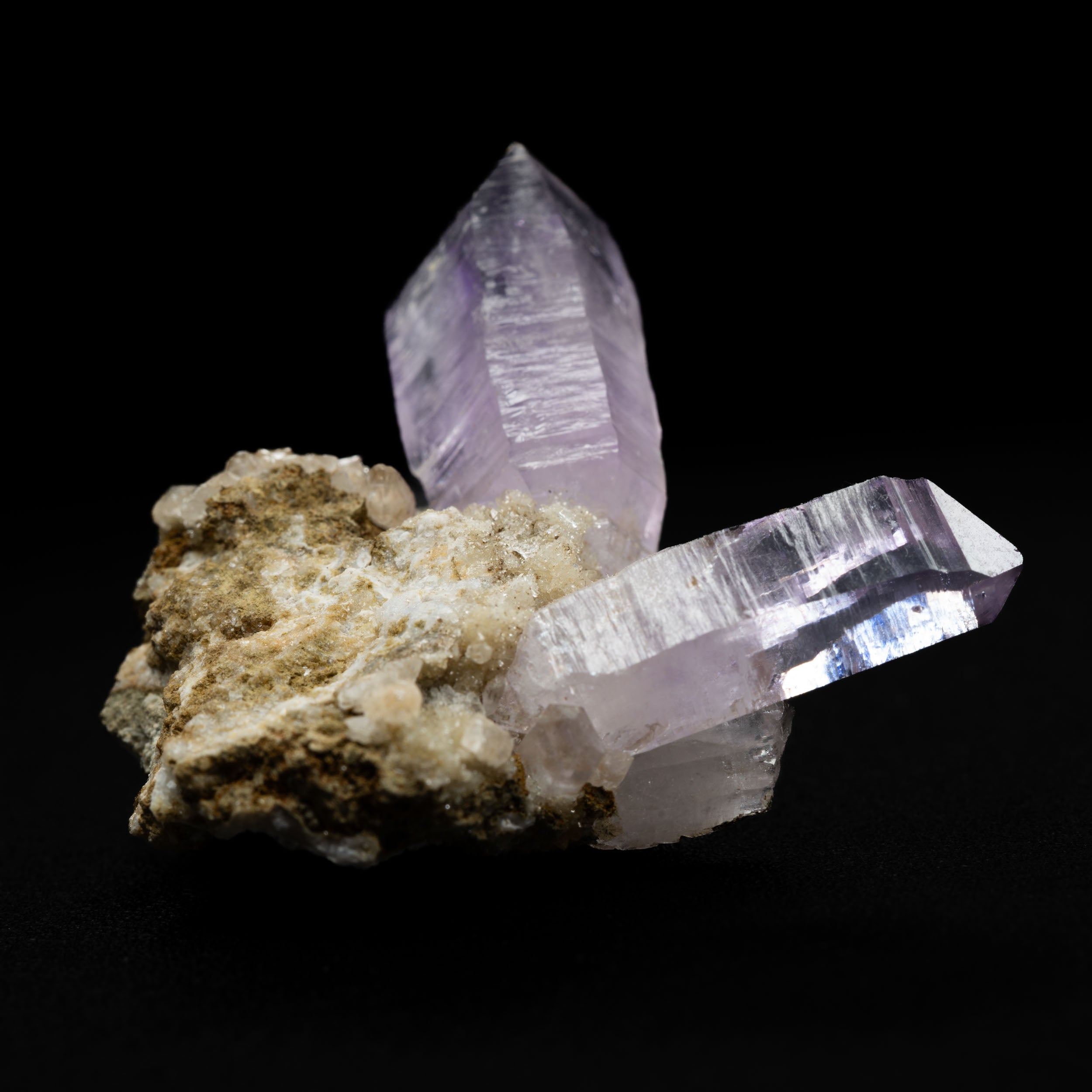 Pastel-Lilac Vera Cruz Amethyst Twins on Druzy Calcite, 18 g