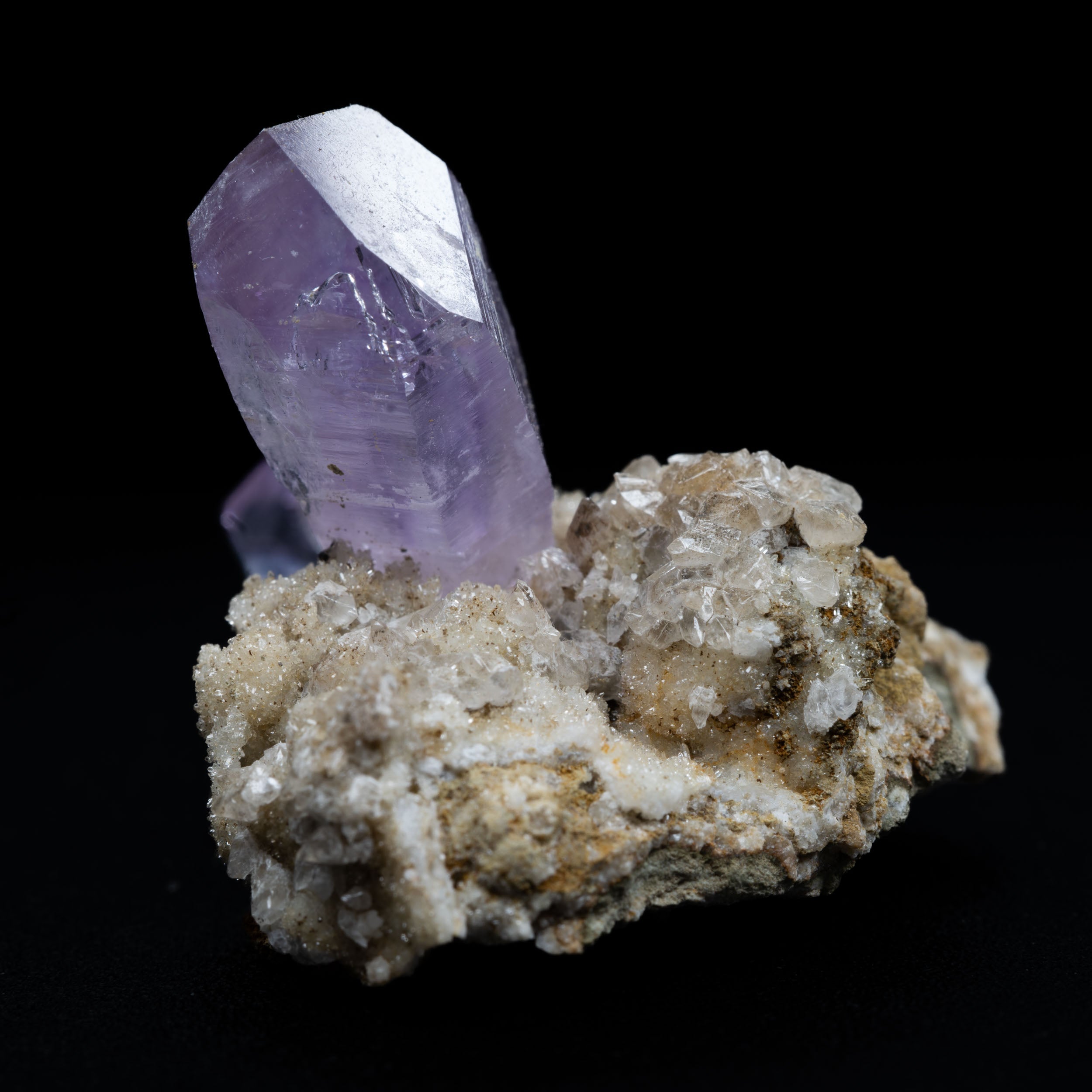 Pastel-Lilac Vera Cruz Amethyst Twins on Druzy Calcite, 18 g