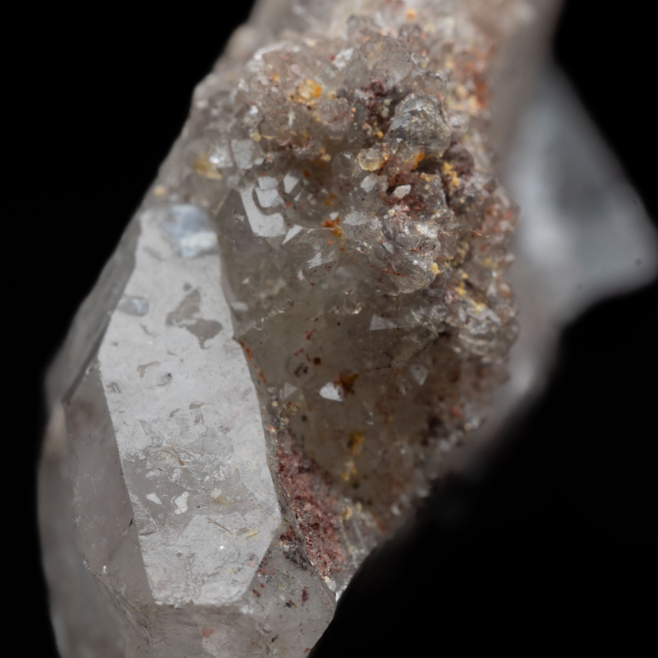 Smoky-Amethyst Sceptre with Hematite “Pepper” & Drusy Side-Car – Brandberg Namibia