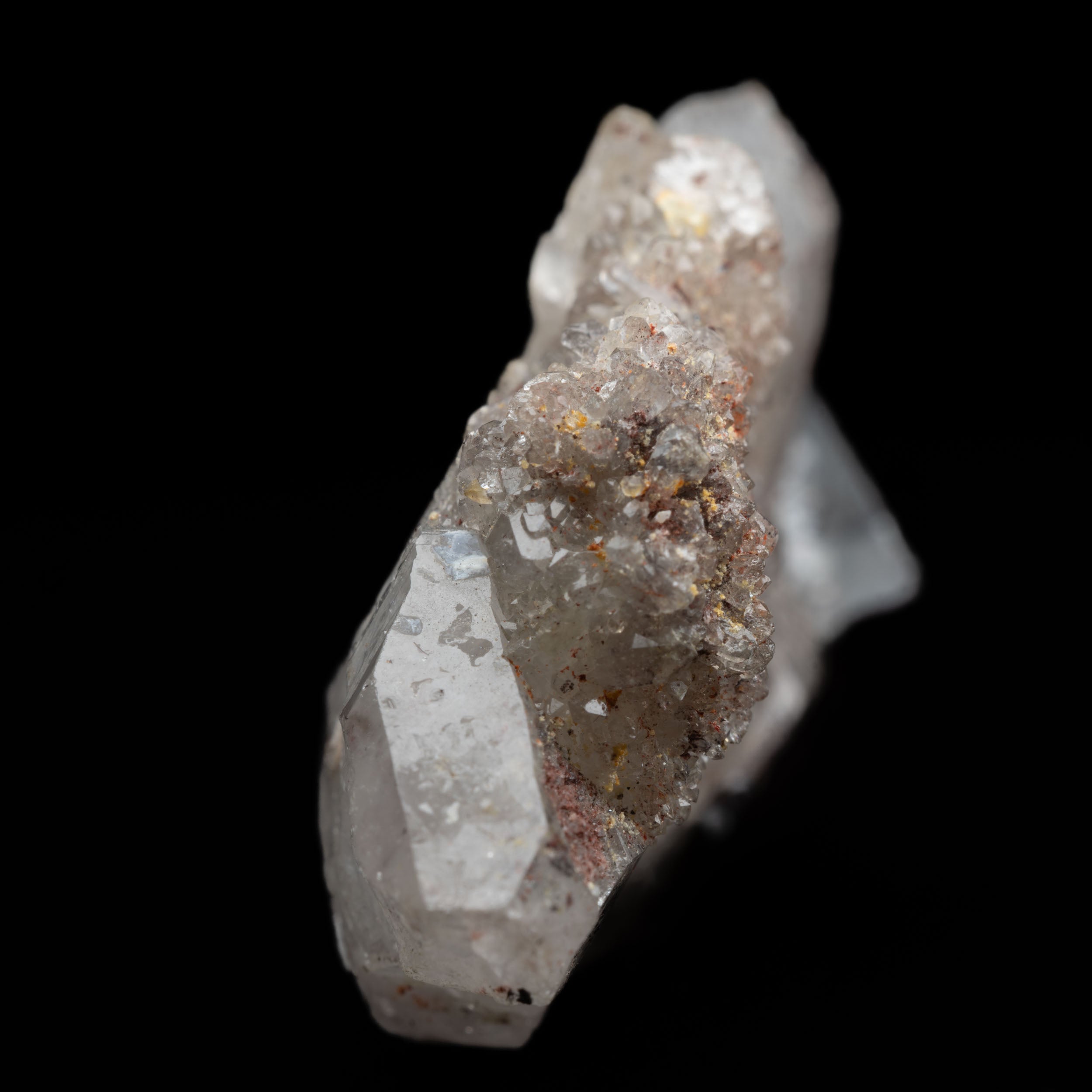 Smoky-Amethyst Sceptre with Hematite “Pepper” & Drusy Side-Car – Brandberg Namibia