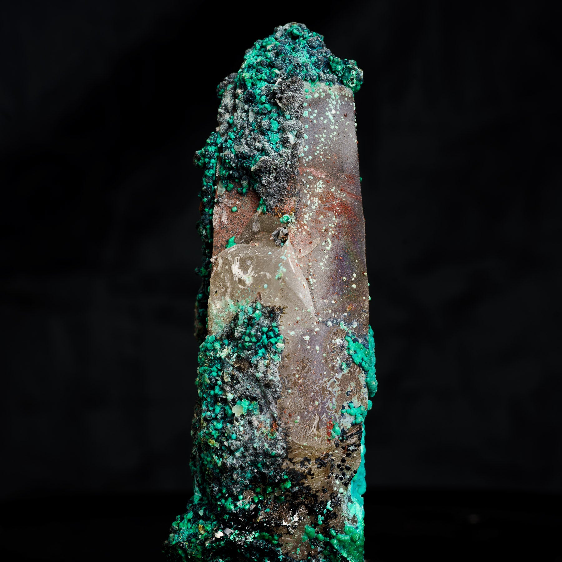 Tentadora - Crisocola Malaquita & Limonita sobre Cuarzo Ahumado 81g