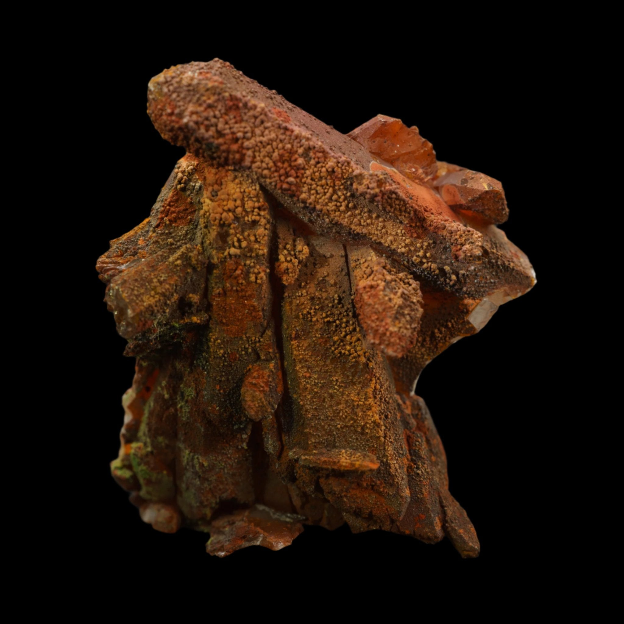 Smoky Quartz with Black Hematite, Malachite & Orange Iron Oxide 35.7g