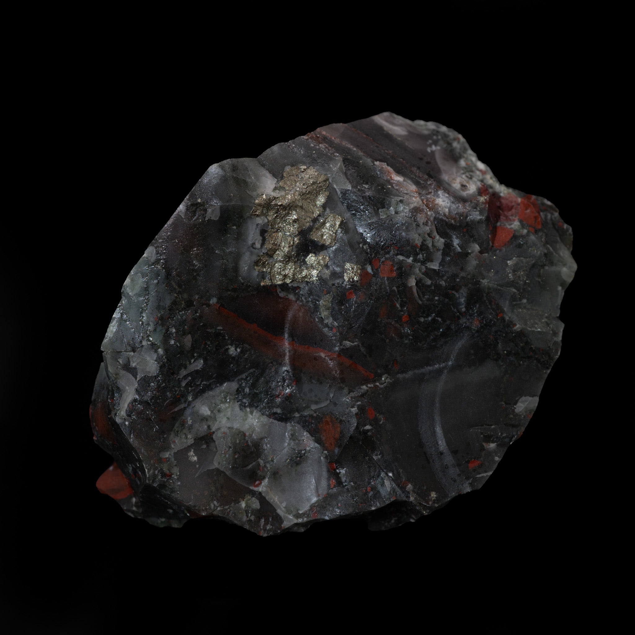 African Bloodstone with Pyrite