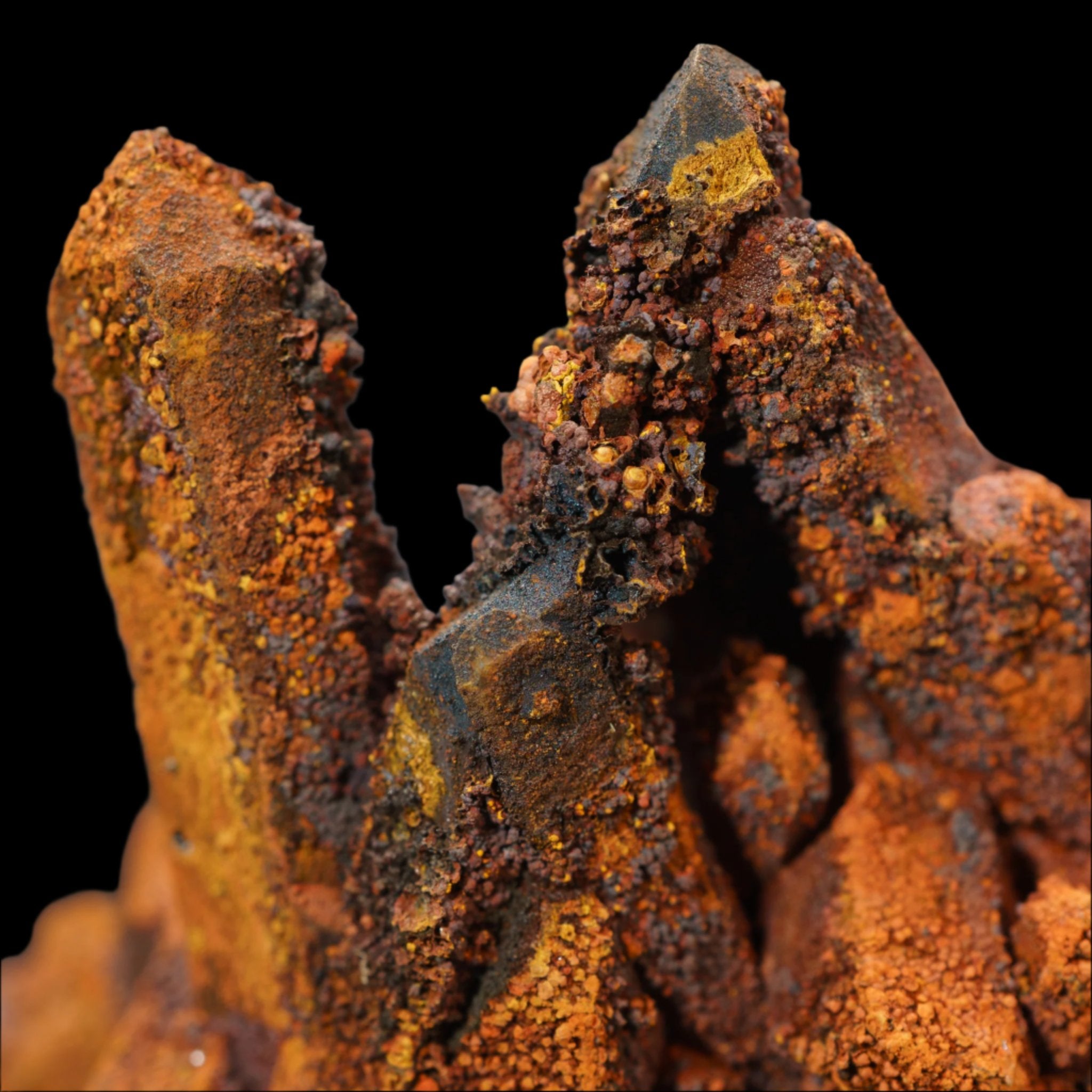 Smoky Quartz with Black Hematite & Orange Iron Oxide 110g