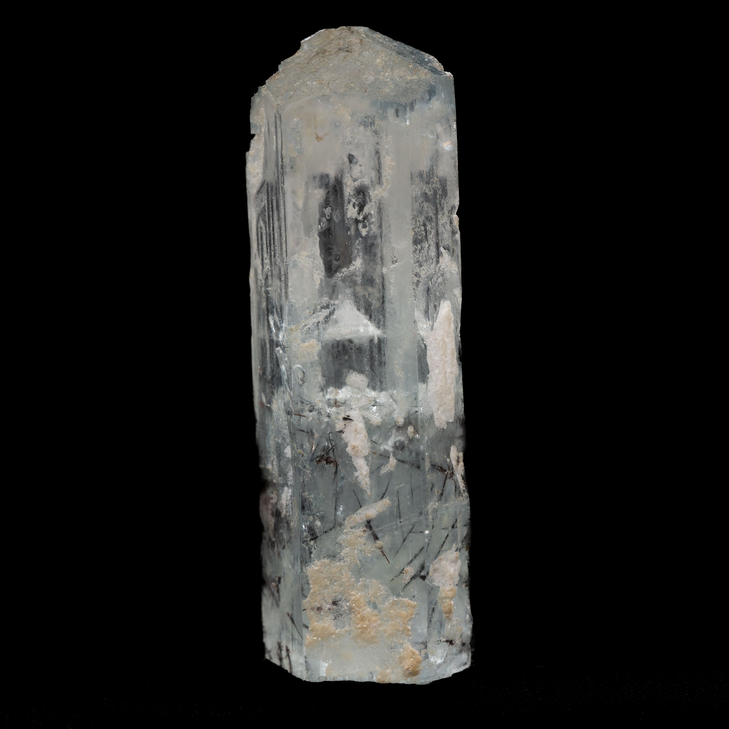 Aquamarine Crystal with Schorl Tourmaline Inclusions 96.4CT