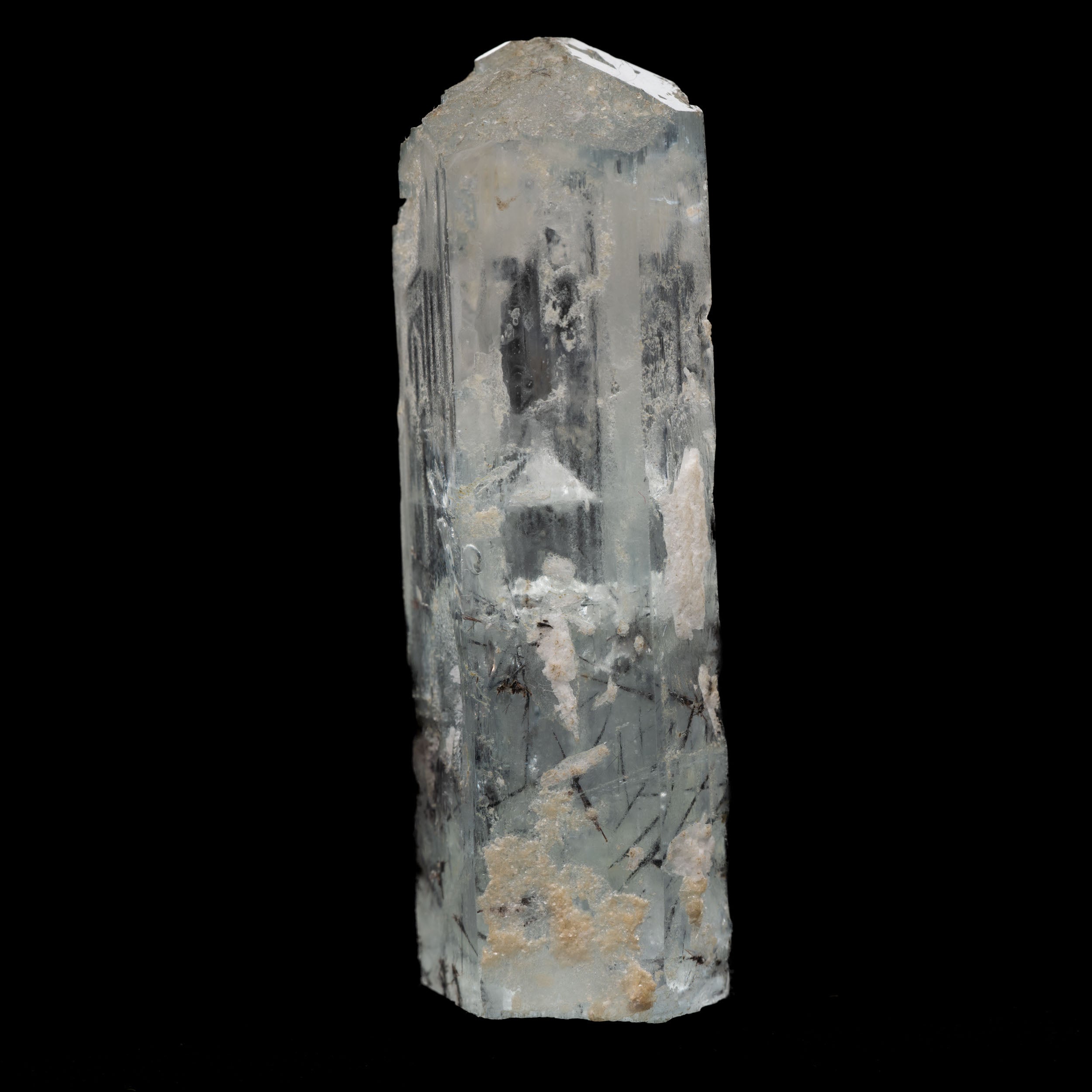 Aquamarine Crystal with Schorl Tourmaline Inclusions 96.4CT