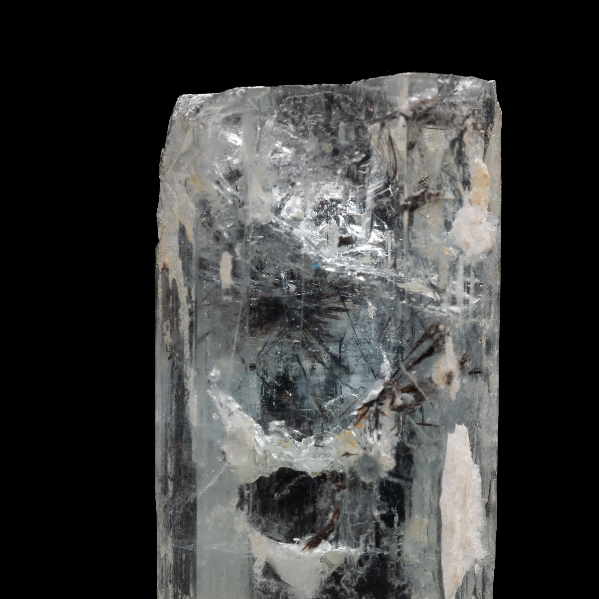 Aquamarine Crystal with Schorl Tourmaline Inclusions 96.4CT