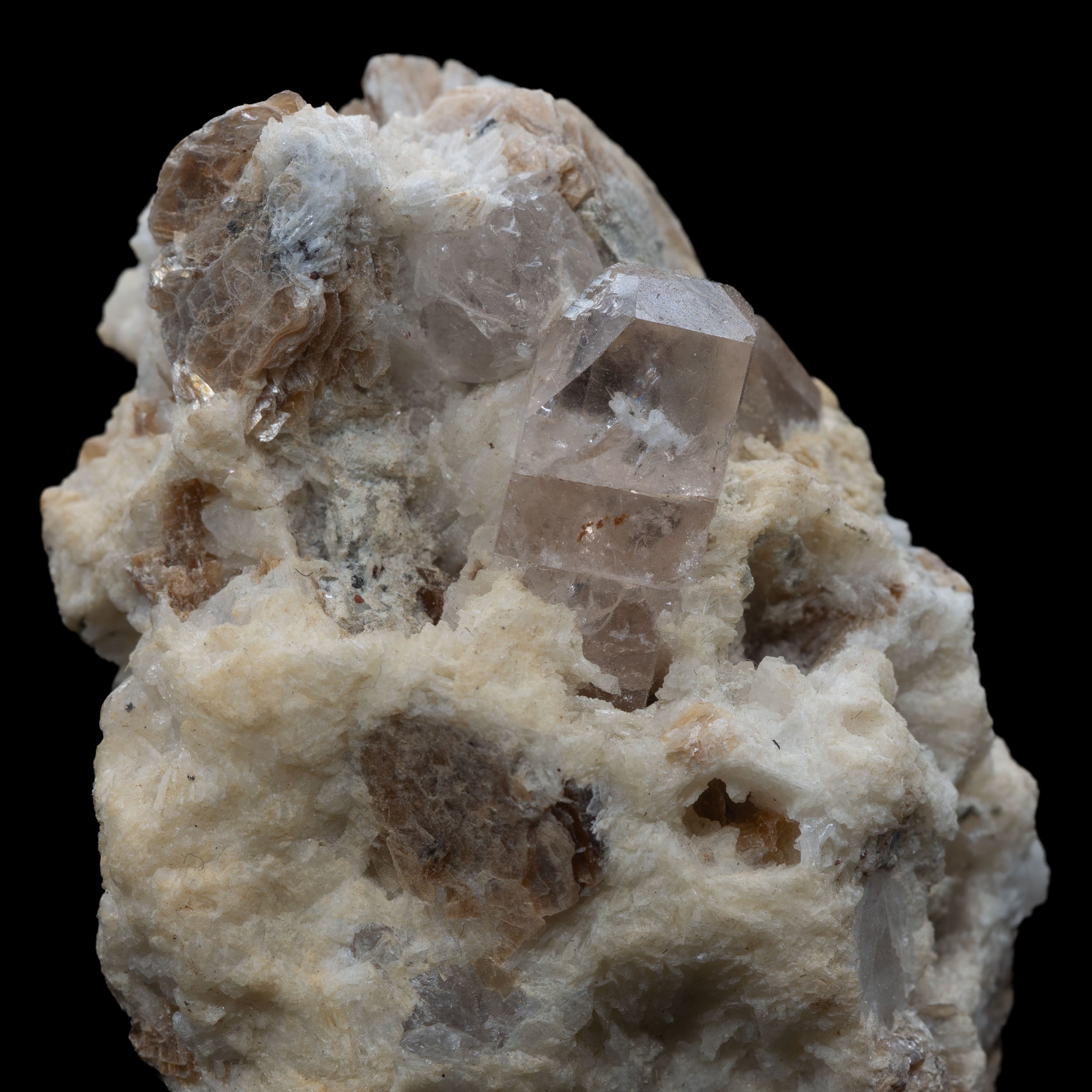 Champagne Topaz Crystals on Cleavelandite & Muscovite Matrix