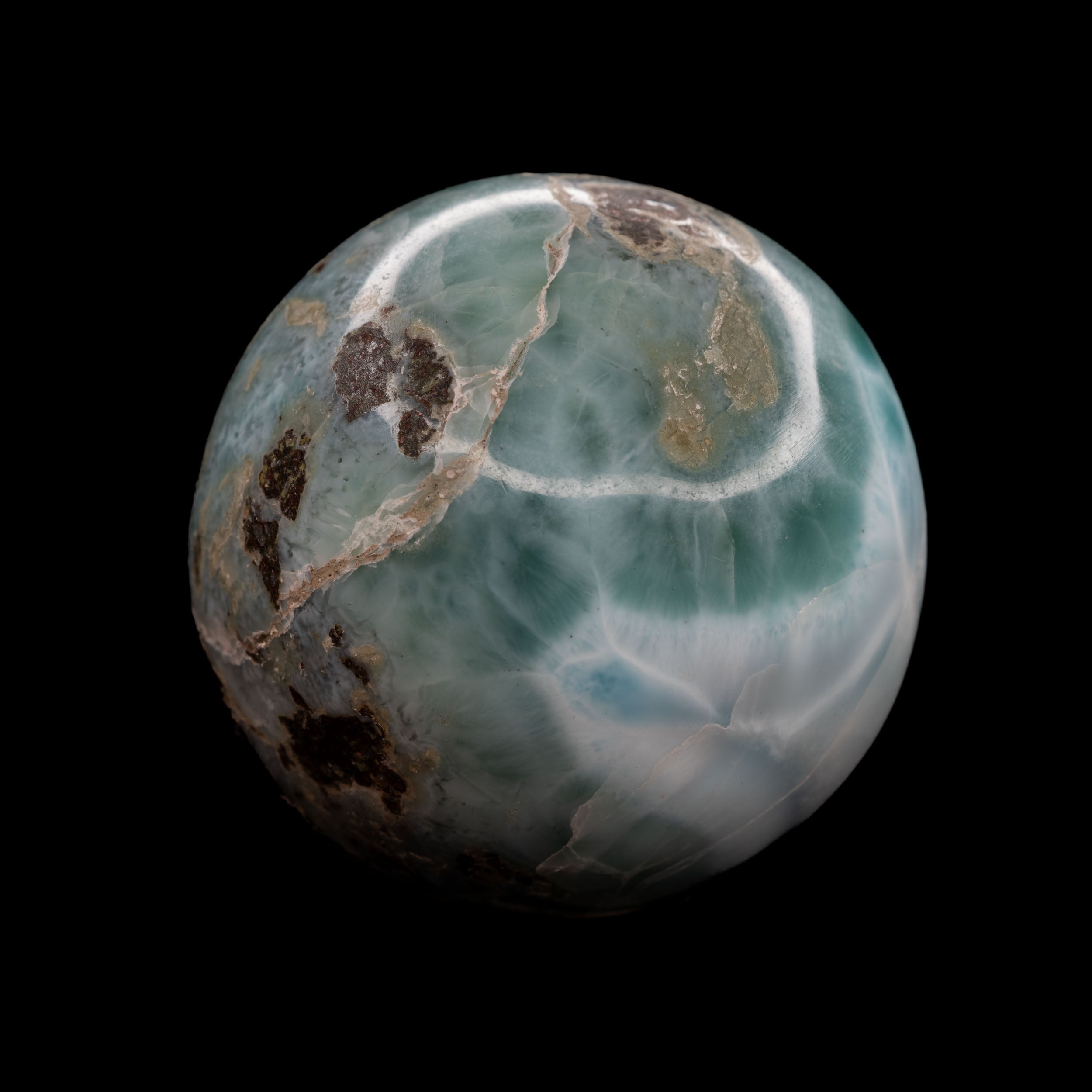 Polished Larimar Sphere - 143g, 45mm