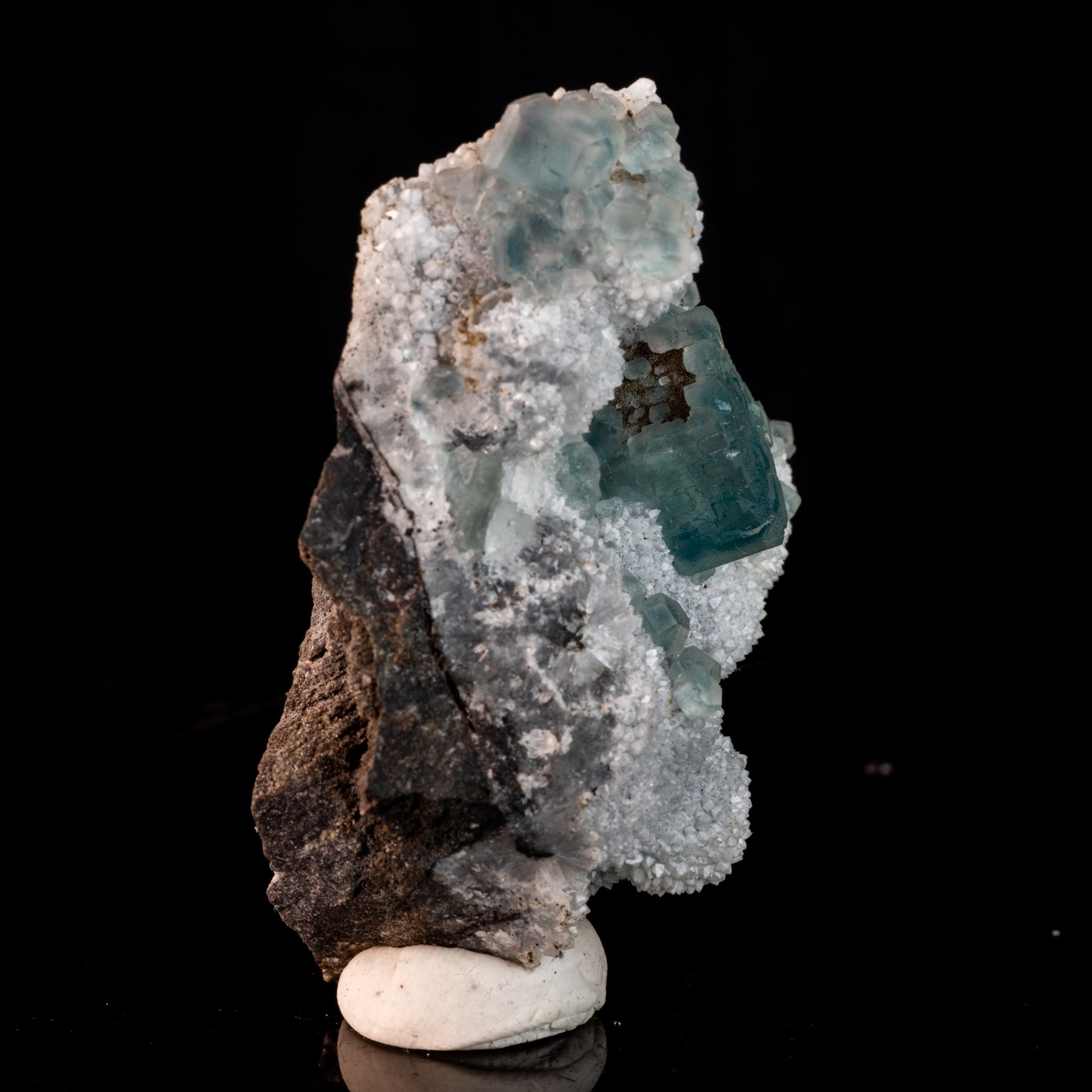 Aqua Blue Fluorite on Druzy Matrix 85g