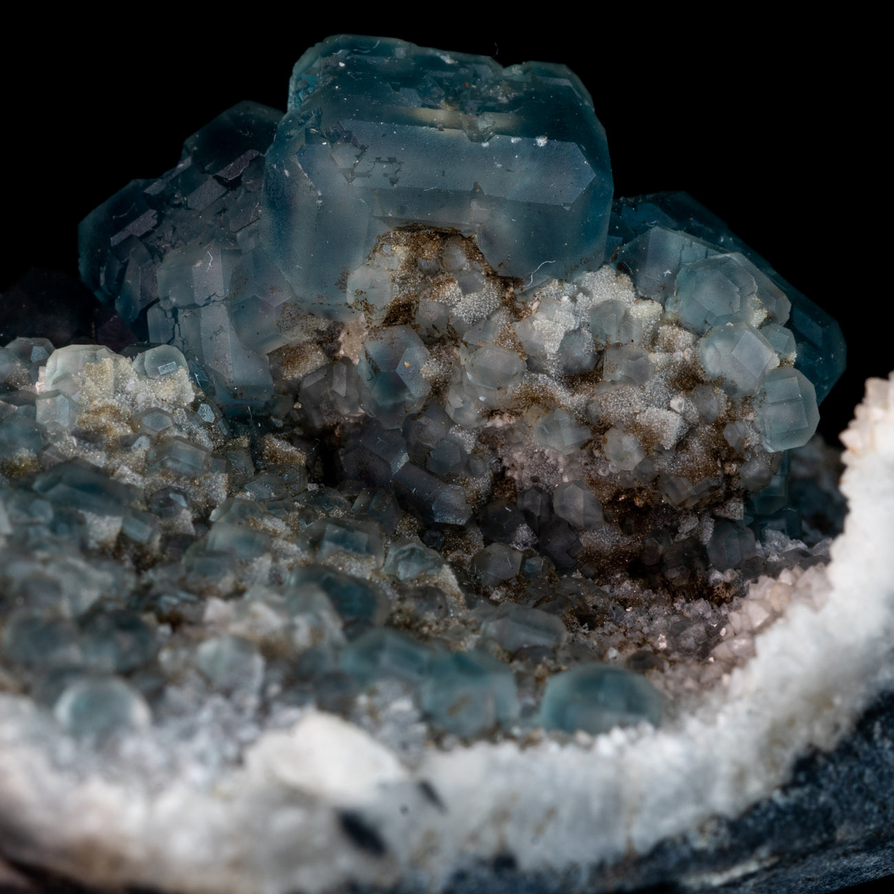 Vibrant blue cubic fluorite crystals from Inner Mongolia.
