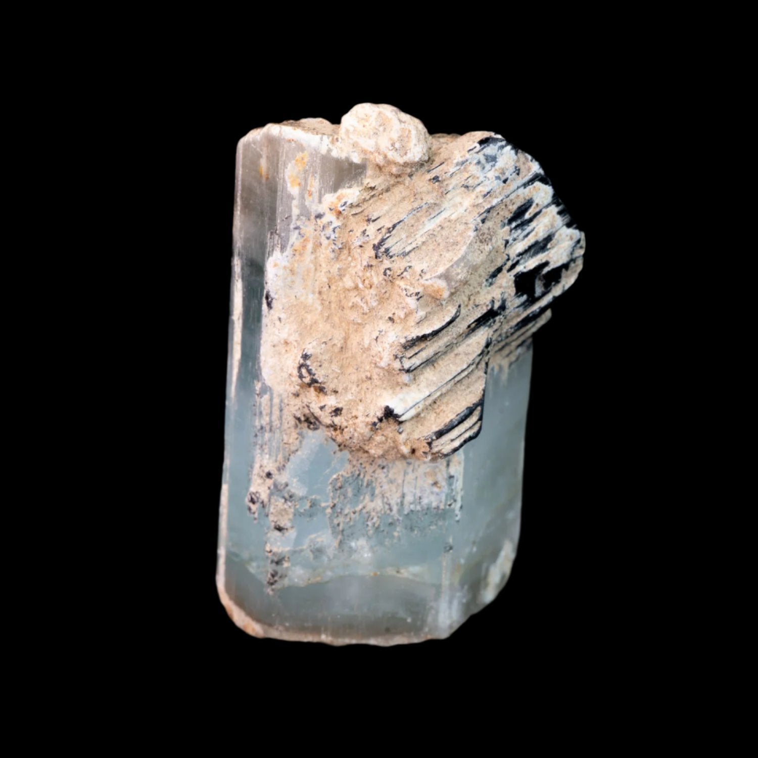 Beryl var. Aquamarine with Schorl Tourmaline 20G