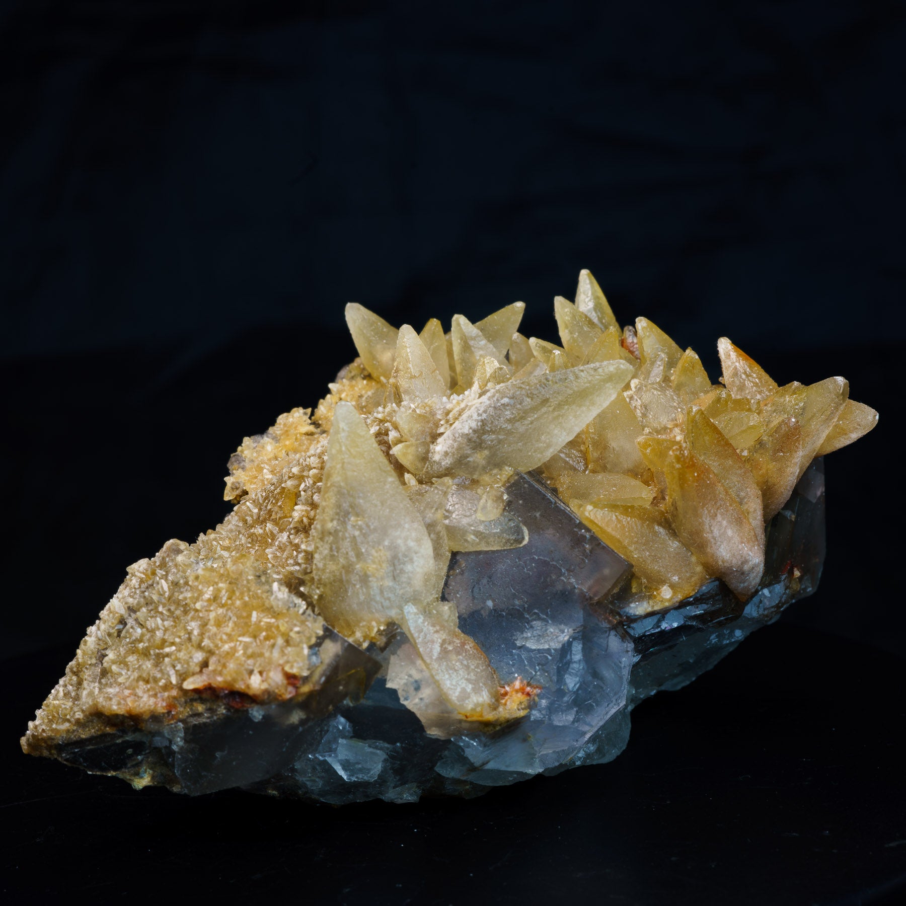 Grey Phantom Fluorite with Yellow Dogtooth Calcite 239g