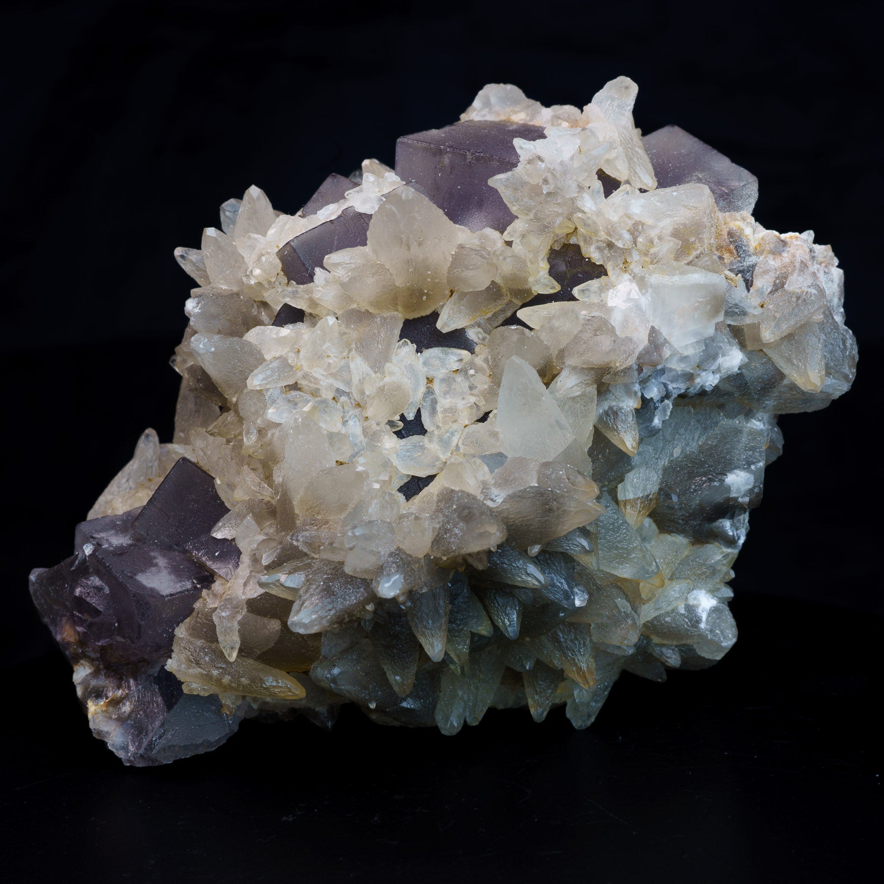 Grey Cubic Fluorite with Phantom Dogtooth Calcite 455g