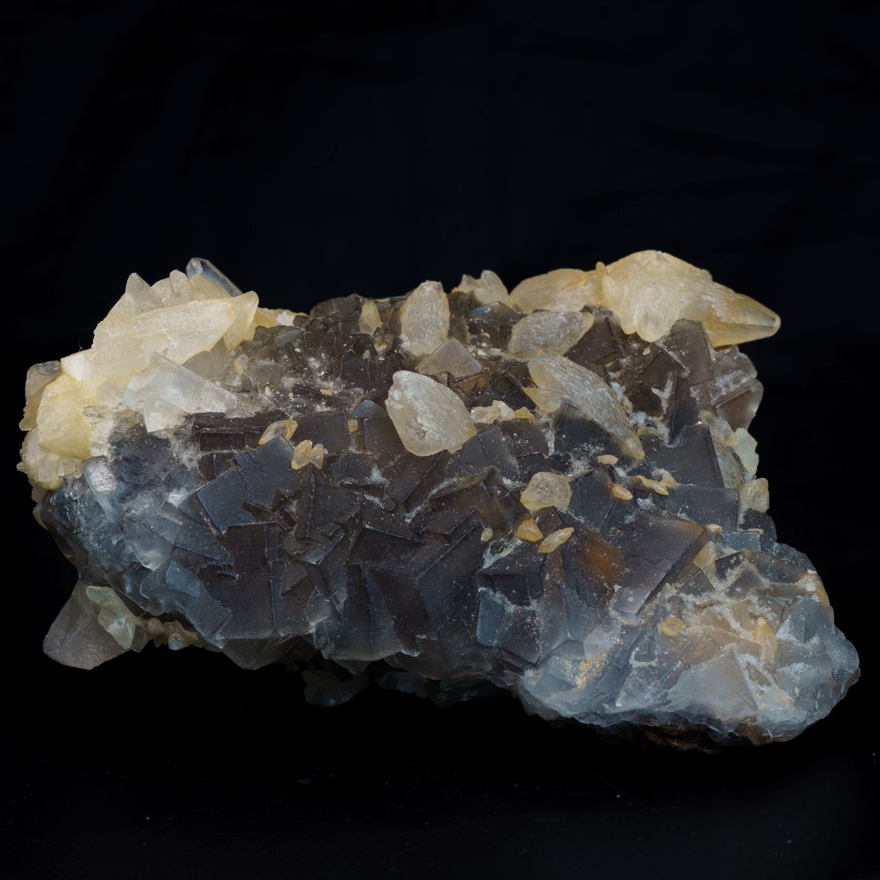 Grey Phantom Fluorite with Dogtooth Calcite 345g