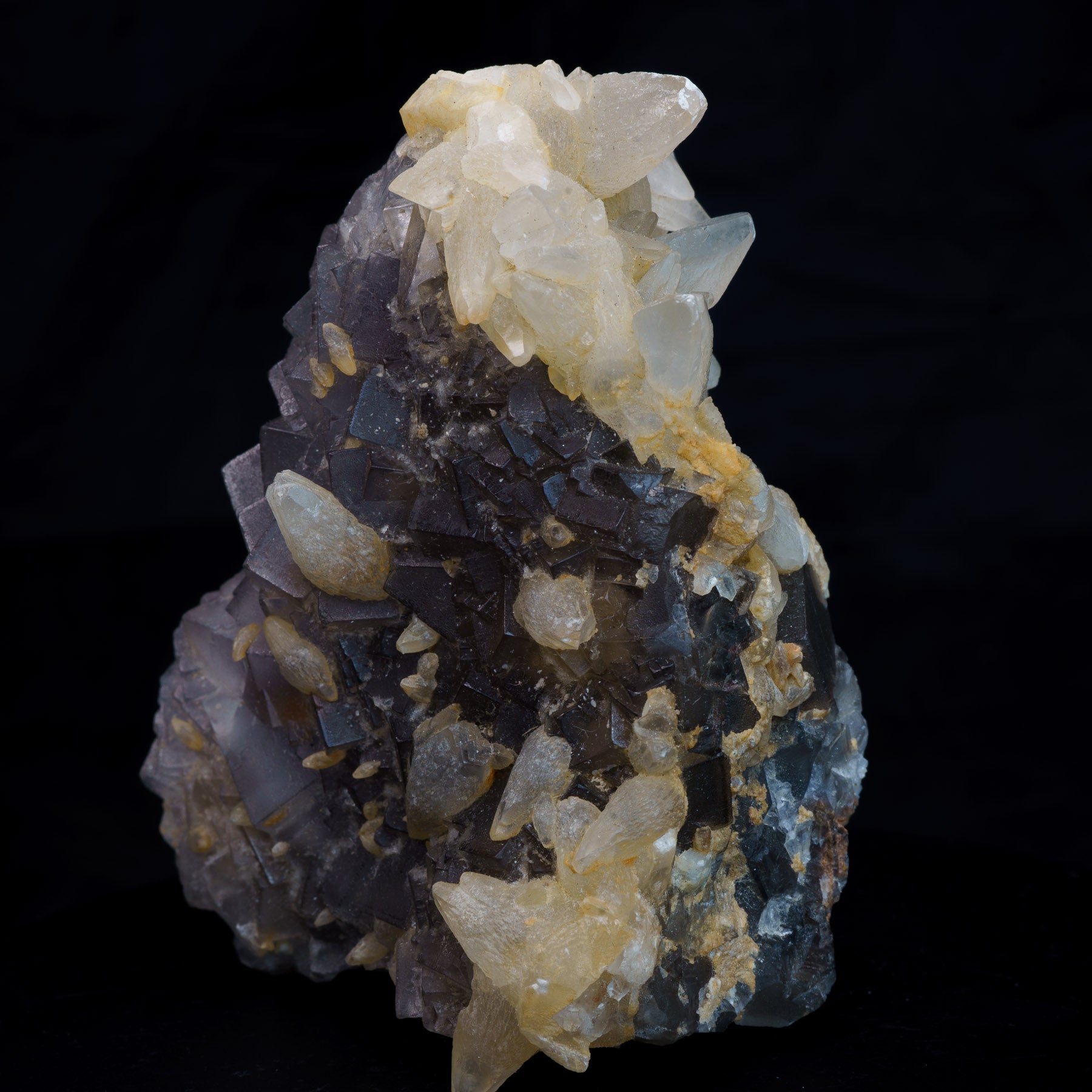 Grey Phantom Fluorite with Dogtooth Calcite 345g