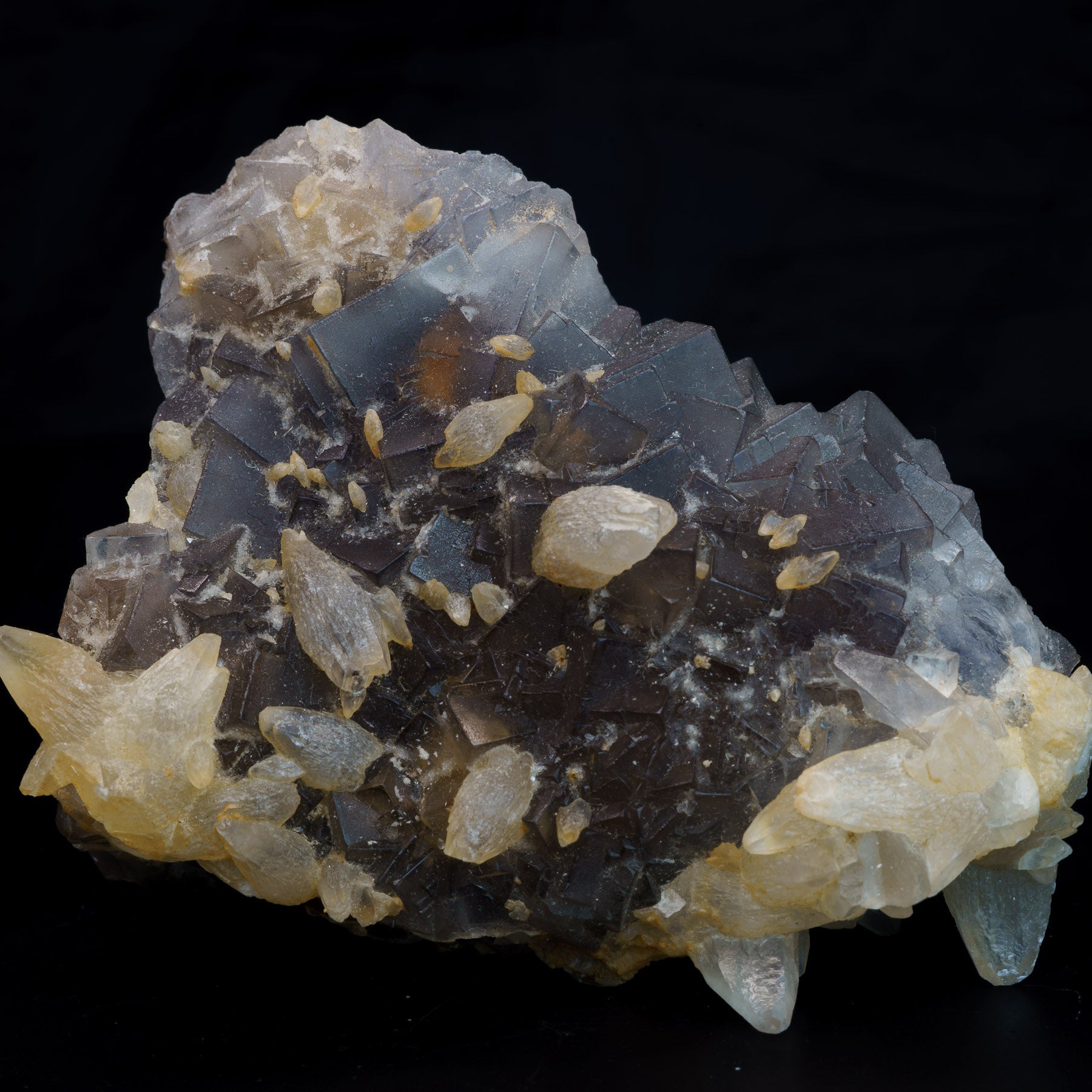 Grey Phantom Fluorite with Dogtooth Calcite 345g