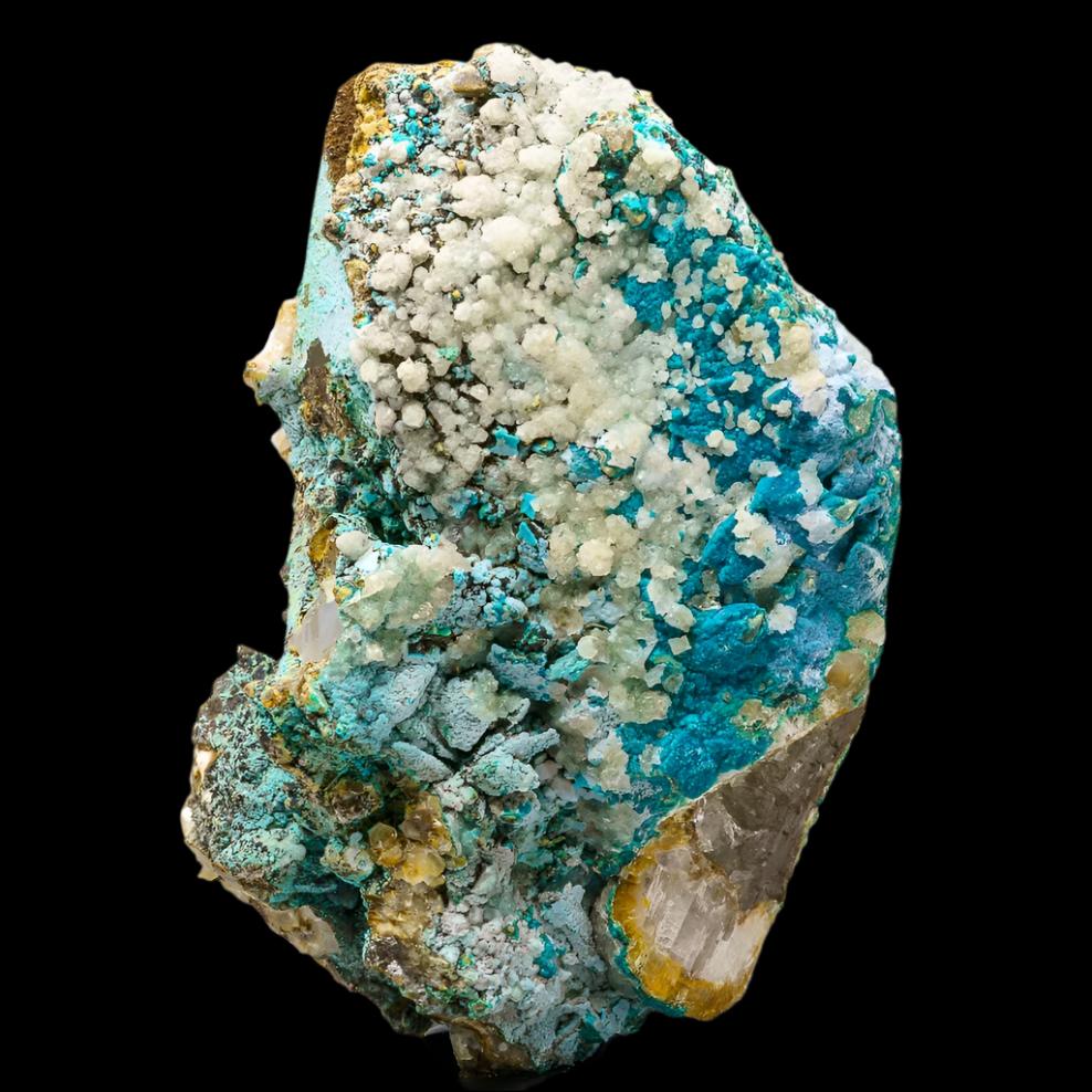 Chrysocolla, Malachite, Limonite & Tenorite on Smoky Quartz - 1.49 kg